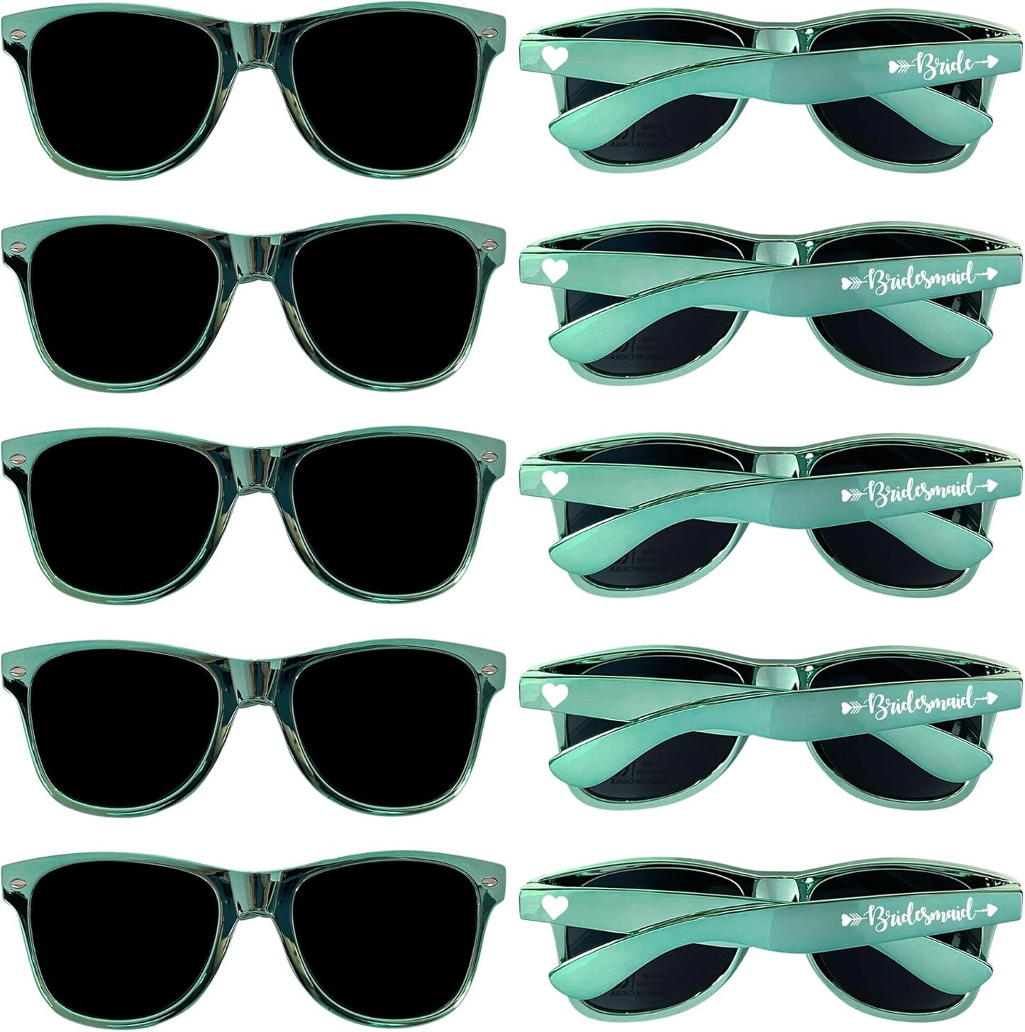 LADY&HOME 10 Pack Bachelorette Sunglasses,Bride Bridesmaid Sunglasses for Bachelorette Party Favors (Sage Green)