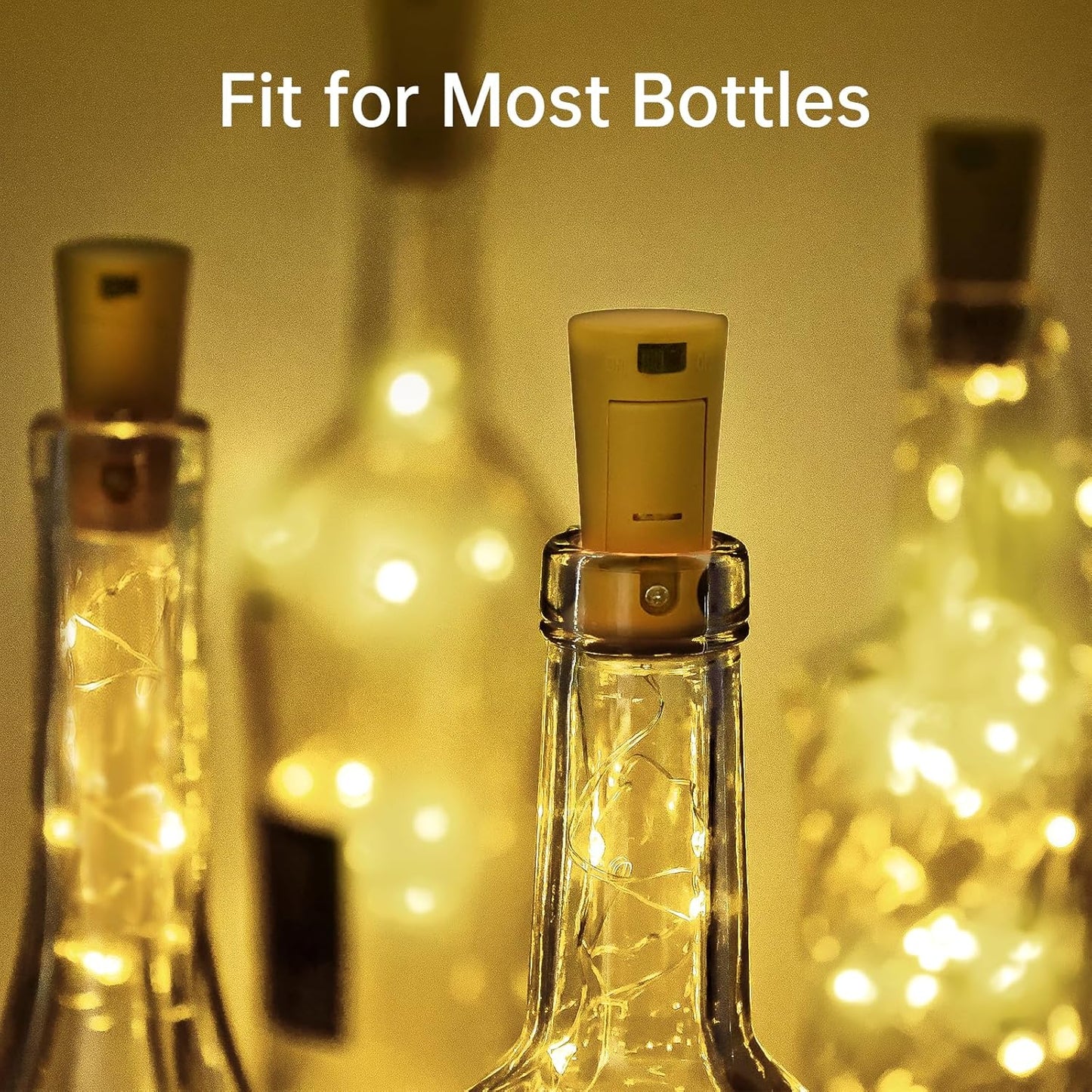 Aluan Wine Bottle Lights with Cork, Christmas Lights 10 Pack 20 LED Mini Fairy String Light, Waterproof Battery Operated Cork Lamp for Liquor Bottles Party Bar Wedding Table Decoration, Warm White