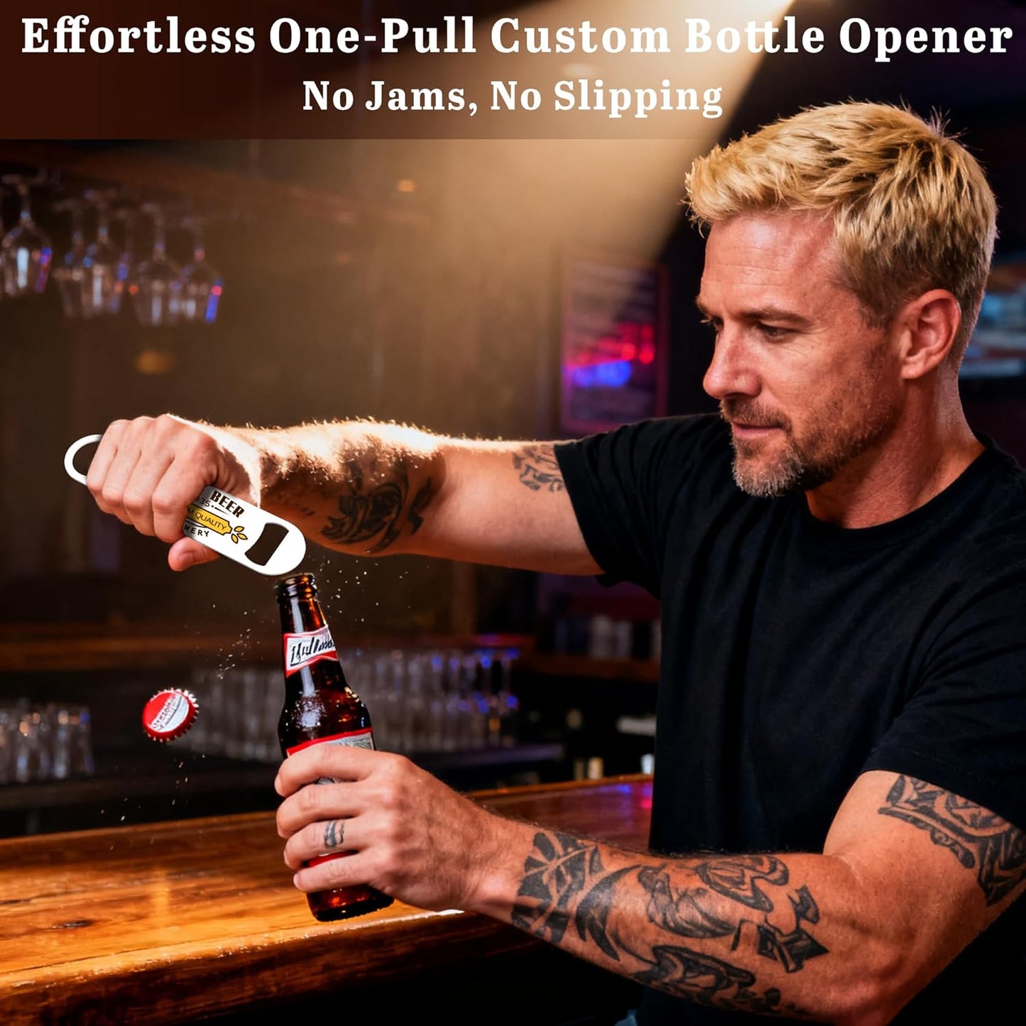 5-100 Custom Bottle Opener, Personalized Bottle Opener Stainless Steel with Customized Photo/Text in Full Color Printing, Colorful Beer Opener for Bar, Restaurant, Party, Wedding Favors (ONE PHOTO)