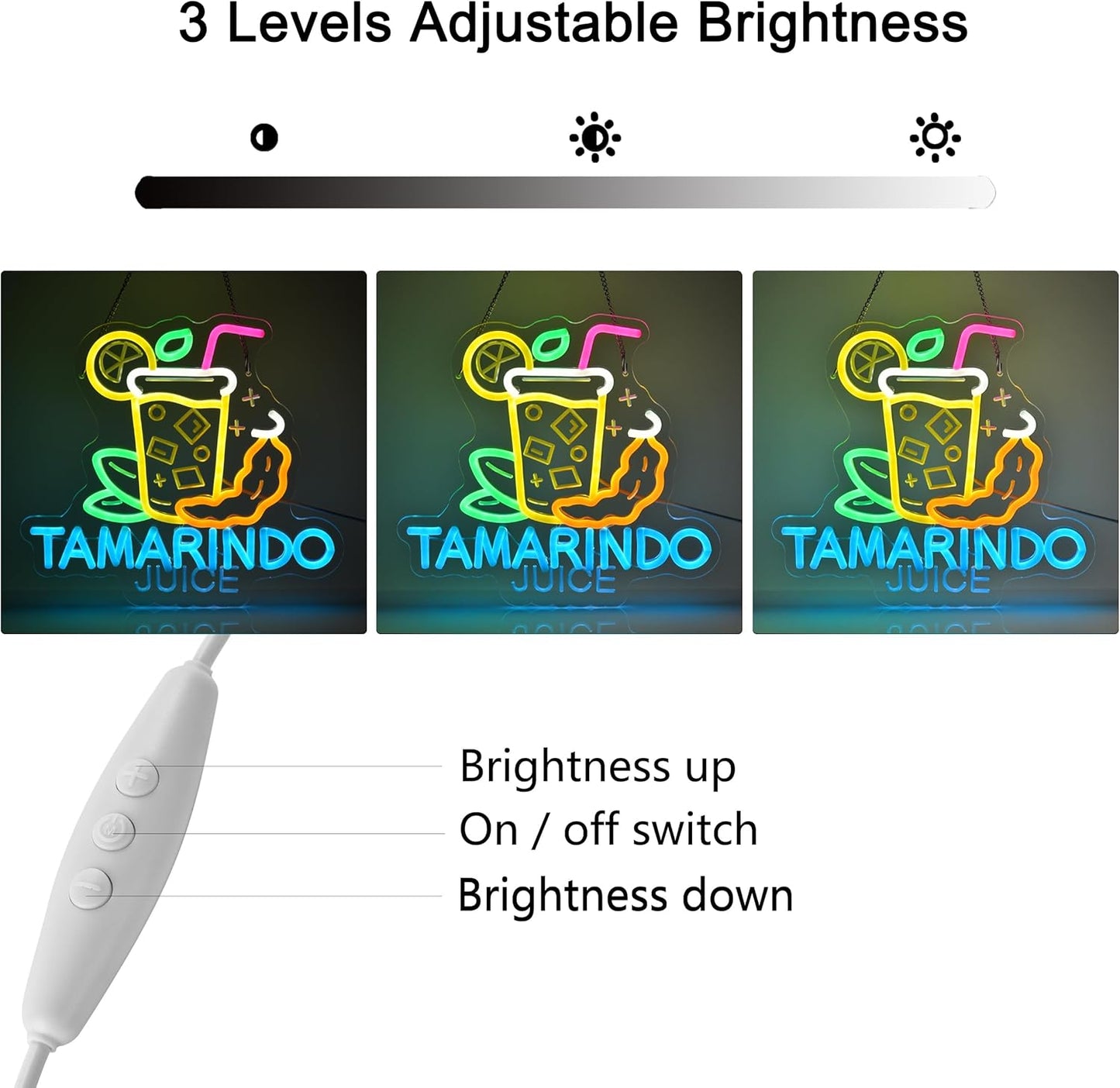 CNBEYOUNG Tamarindo Juice Neon Sign, Neon Lights Hanging Wall Art Decoration for Mexican Restaurant Shop Bar Cafe Kitchen Party Home Decor, USB Powered Ultra Bright Dimmable,12.83x 11.8inches