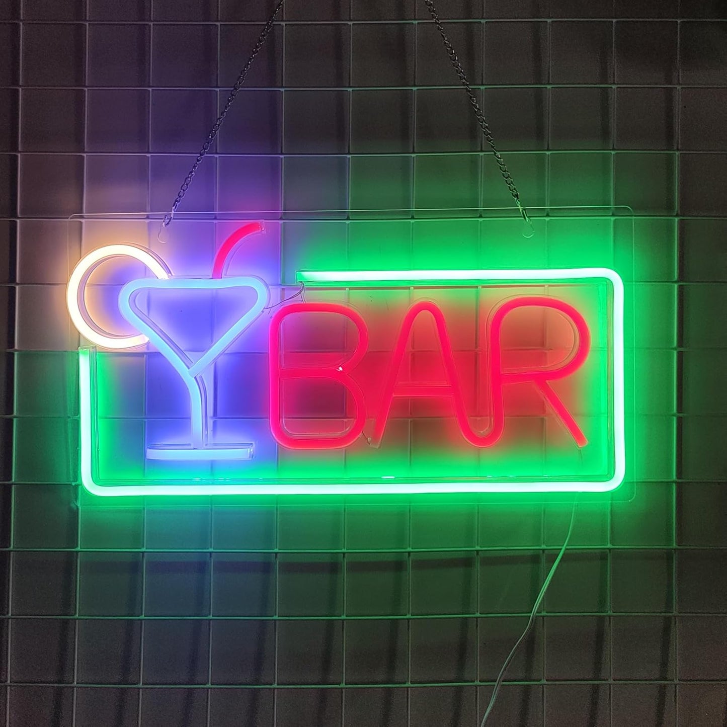 JYWJ BAR Neon Sign,USB Interface With Switch,Decorations For Bedroom,Bars,Commercial Venues,And Various Holiday Parties BAR Neon Light (Red+Green)