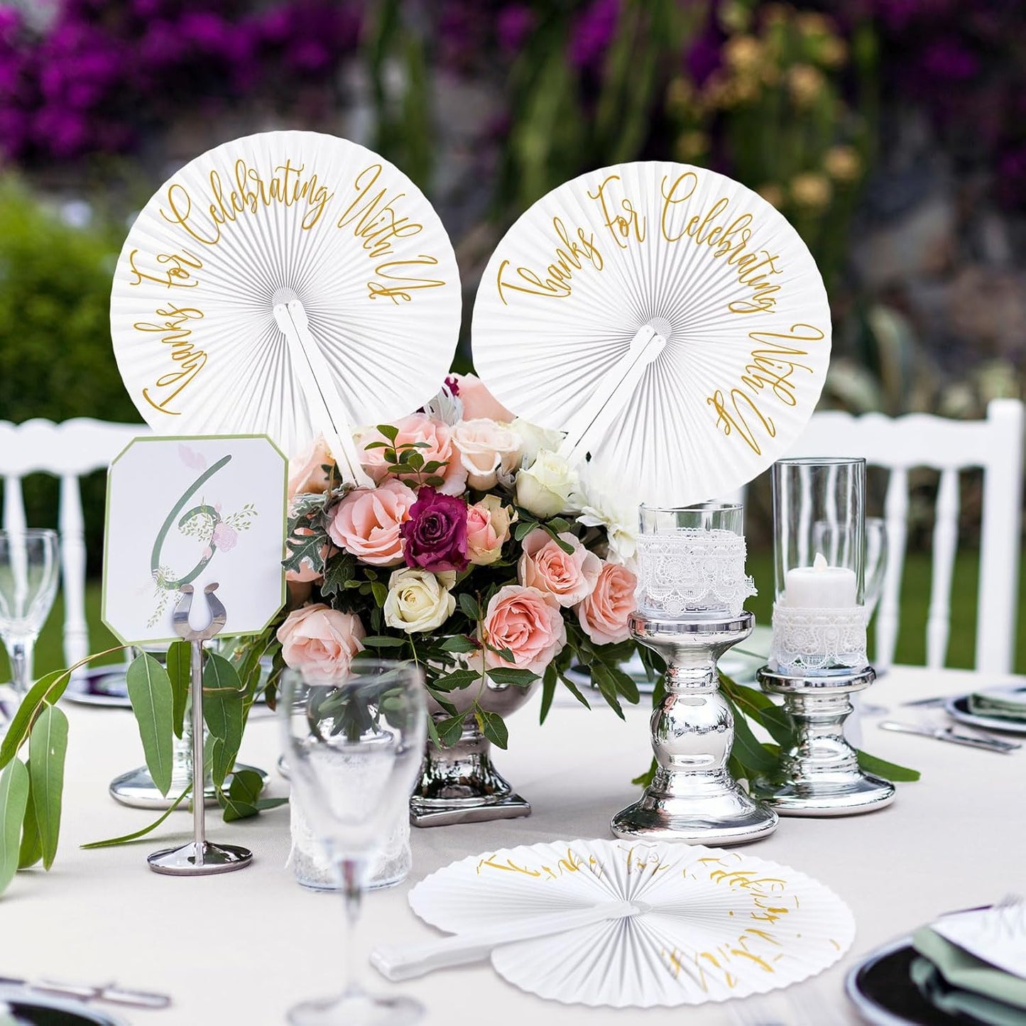 120 Pieces Paper Hand Held Fan Bulk Paper Folding Fans for Weddings Foldable Wedding Fans Bridesmaid Gift for Guest Bridal Shower Dancing Party DIY Craft Photo Props Wall Decoration(White,Round)