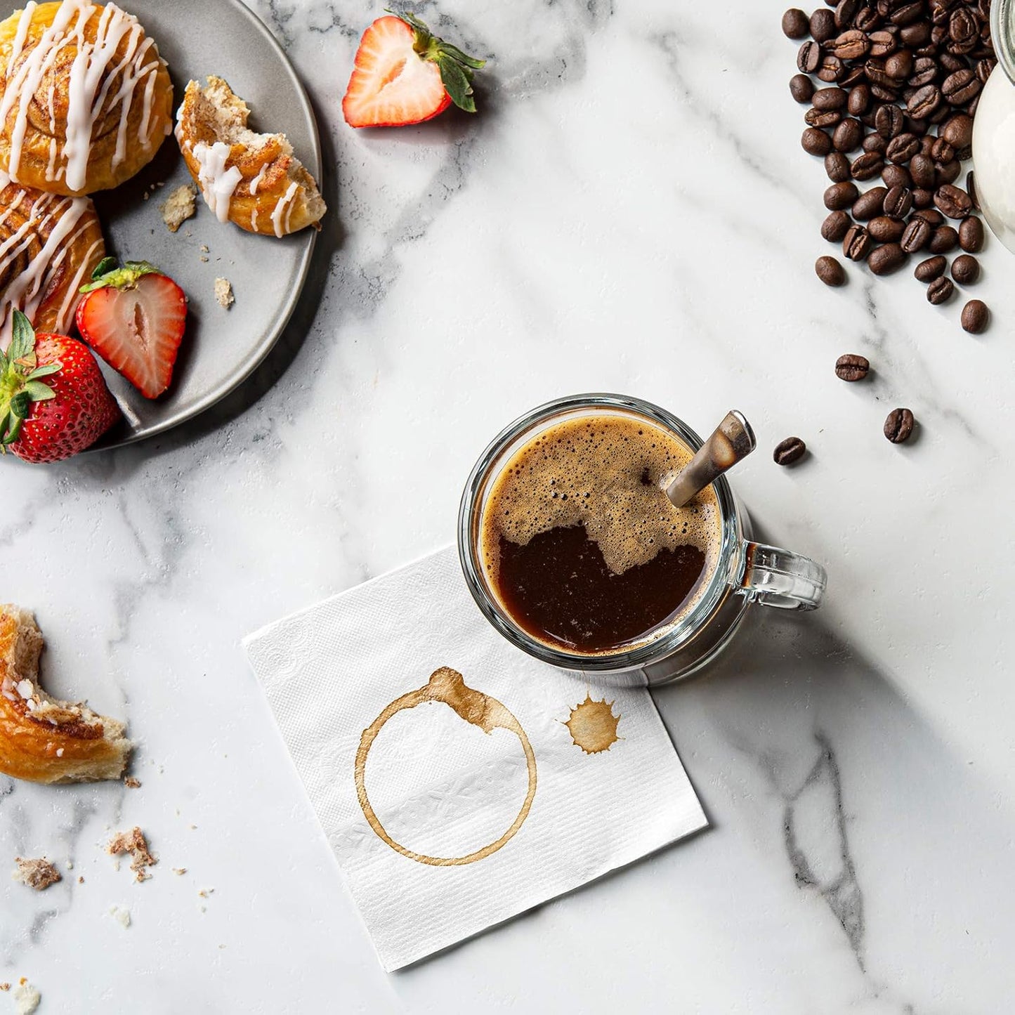 GUSTO [500 Count - 4.5 x 4.5 Folded] White Beverage Napkins - 1-Ply Bulk Cocktail Napkins, Restaurant Bar Paper Napkins and Party Napkins - 9x9 Unfolded (Formerly Comfy Package)