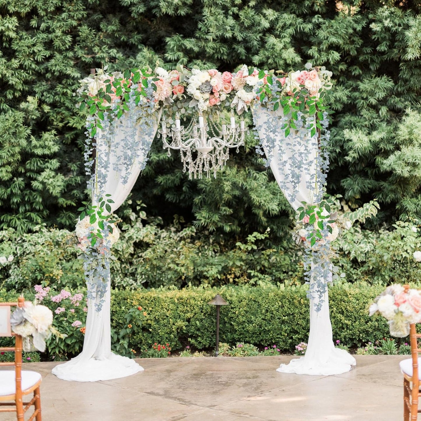 5pcs Grey Artificial Wisteria Garland, 3.77 Ft Hanging Flowers, Irregular Shape, Outdoor Indoor Home Decor, 5 Count