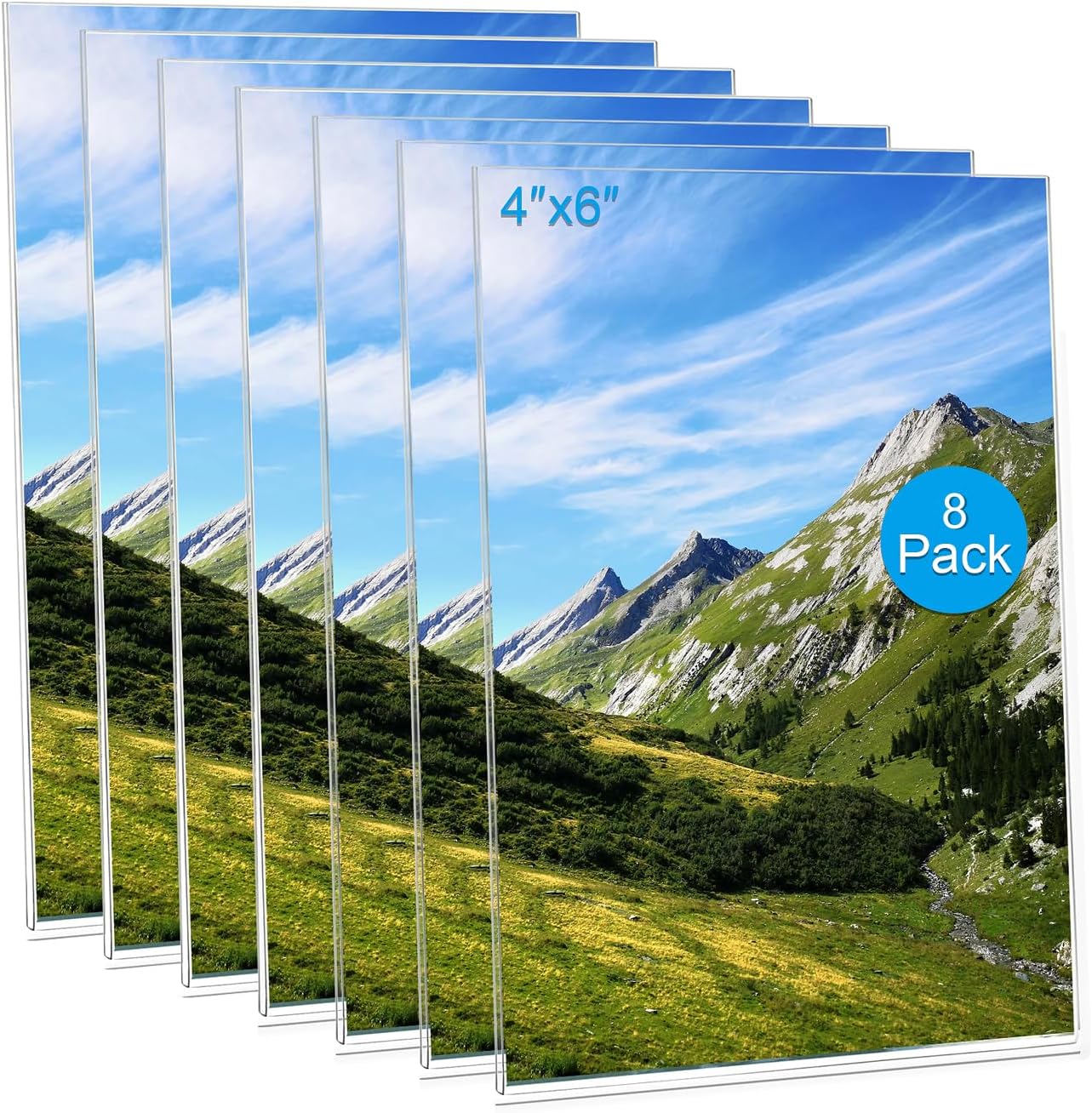 Magnetic Picture Frames for Refrigerator 4x6 Inch, Magnetic Photo Holders for Fridge, 8 Pack Acrylic Magnetic Picture Frame for Displaying Frames,Children Artworks