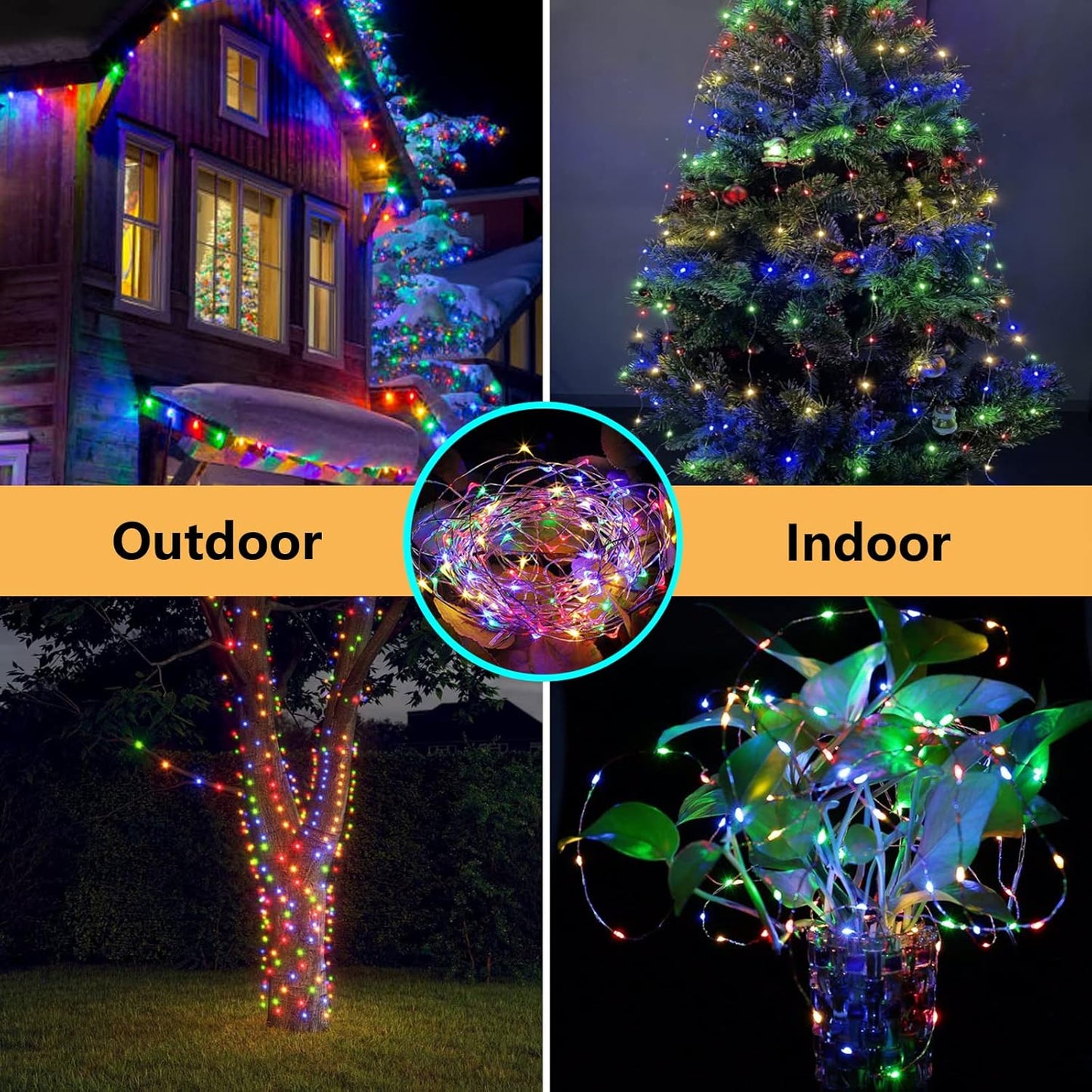 66Ft 200LED Christmas Fairy Lights Plug in, Waterproof String Lights Outdoor & Indoor 8 Modes with Timer, Bedroom Decor Twinkle Lights for Girl's Room Garden Party Christmas Decorations (Multicolor)