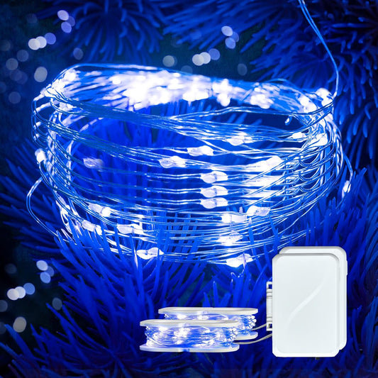 2 Pack 16Ft 50 LED Blue Fairy Lights Mini String Lights Waterproof for Mason Jars Halloween Christmas Parties Wedding Table Centerpieces Decoration