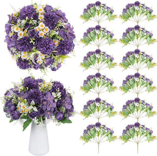 12 Packs Peonies Artificial Flowers,Silk Artificial Peonies Flowers Fake Peony Faux Floral Arrangements Bouquet for Centerpiece Table Wedding Party Home Decor Purple