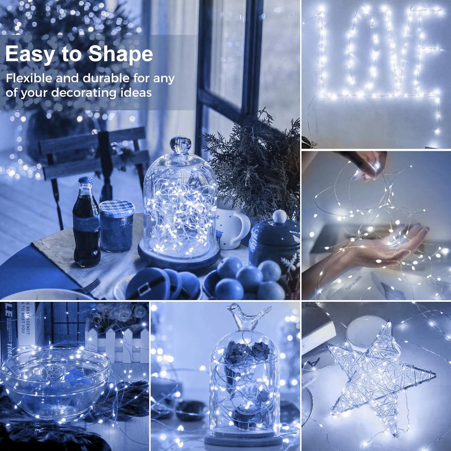 kolpop 30 Pack LED Fairy Lights Battery Operated, 7FT 20 LED Mini Twinkle String Lights Battery Powered Waterproof for Christmas Mason Jars Party (Cool&Warm&Multicolor)