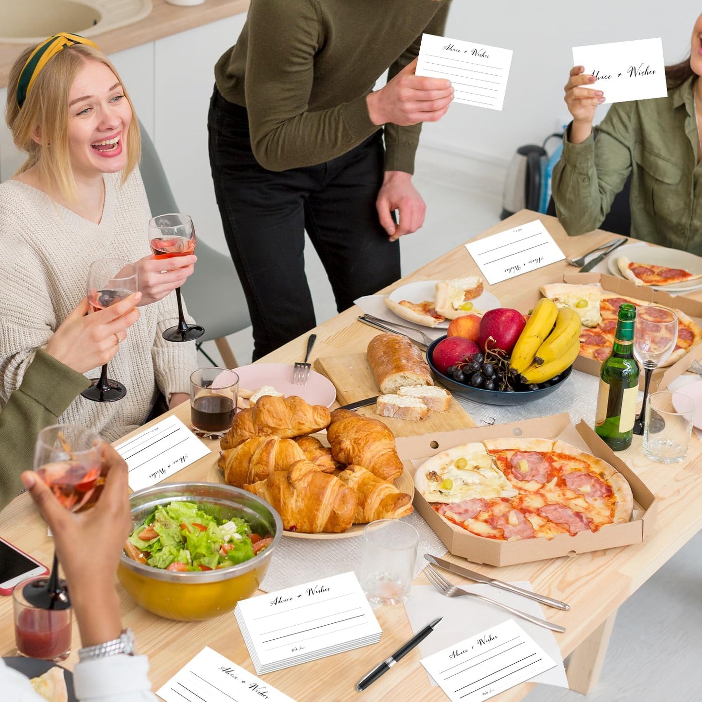 White Advice And Wishes Cards, Advice Cards For Bridal, Wedding, Baby Shower, Mr And Mrs, Graduation, Wishes For Baby Cards Baby Shower, Pack Of 20 4x6 Cards Double Sided Print -01