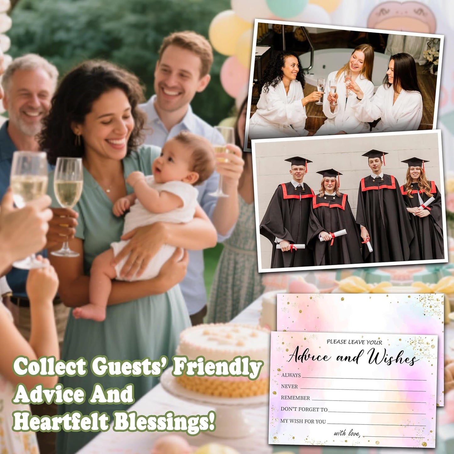 Advice And Wishes Cards (25pcs), Tie-Dye Advice Cards For Mr And Mrs, Bride And Groom, New Parents, Bridal Shower, Baby Shower, Engagement, Wedding, Bachelorette Party Games Decor -A13