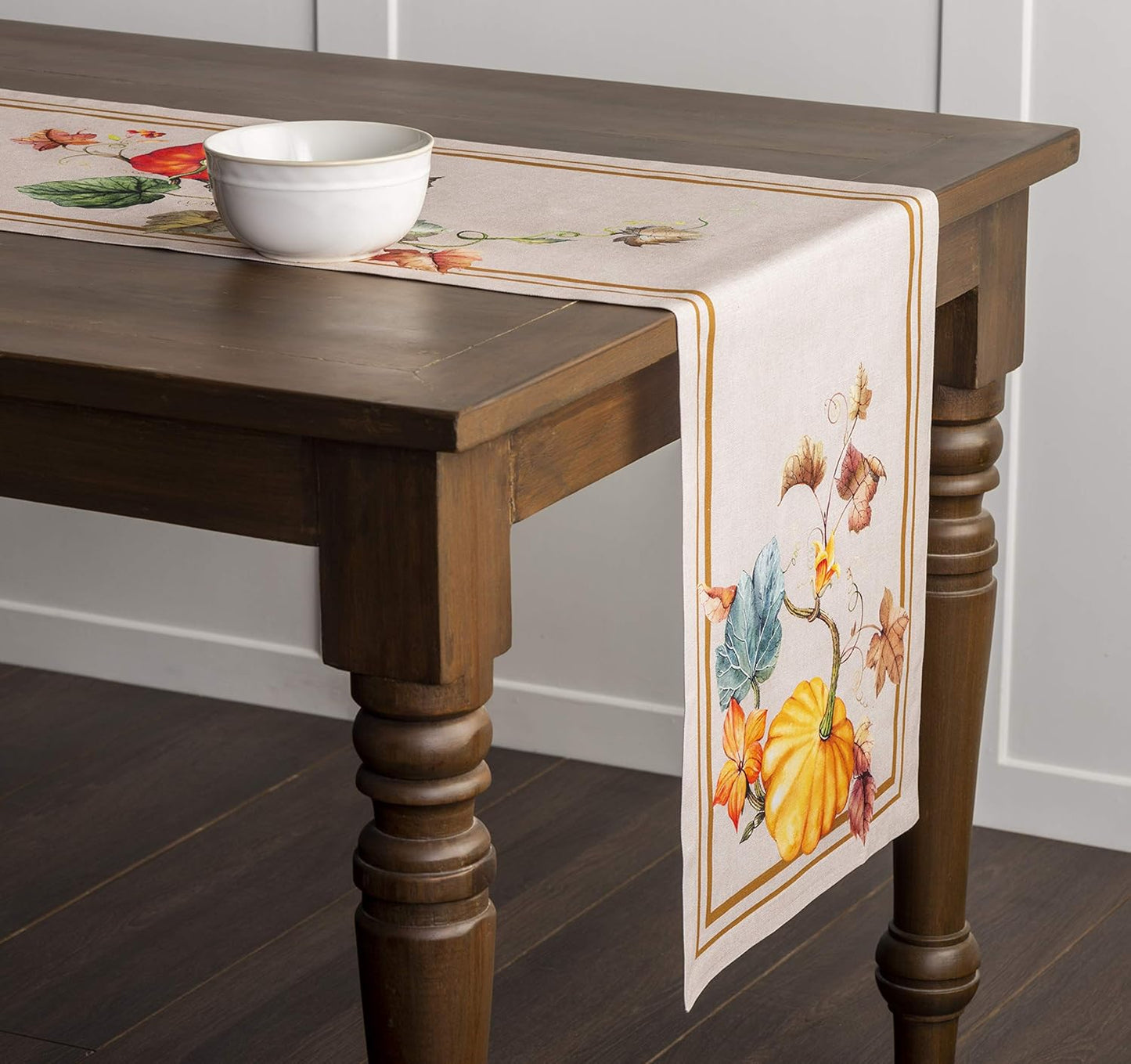 Maison d' Hermine Table Runner 100% Cotton Single Layer Table Runners 90 inches Long for Thanksgiving Christmas Decorations Home Kitchen Dining Party Wedding (Potiron, 14.5" x 90")