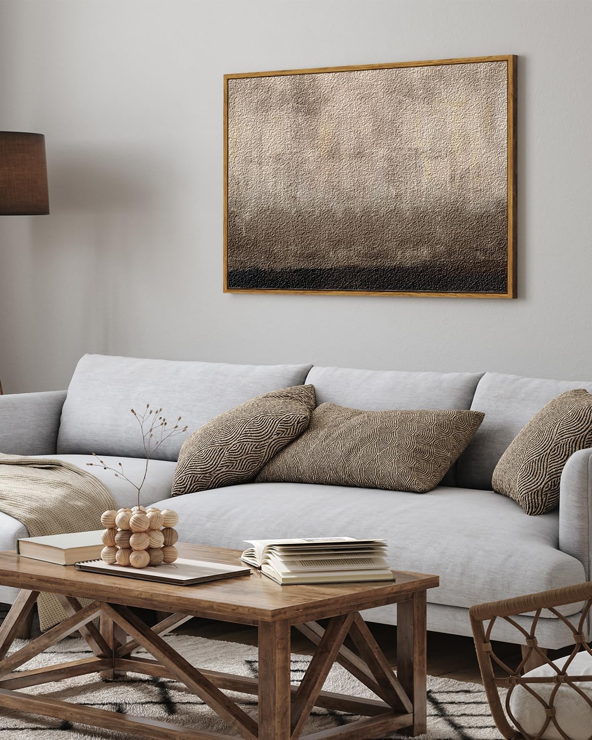 ARPEOTCY Large Framed Canvas Wall Art, 24x36 Inch, Modern Minimalist Abstract Art Prints, Contemporary Neutral Decor for Living Dining Room Hallway Bedroom Fireplace, Sandstone Textured Decor