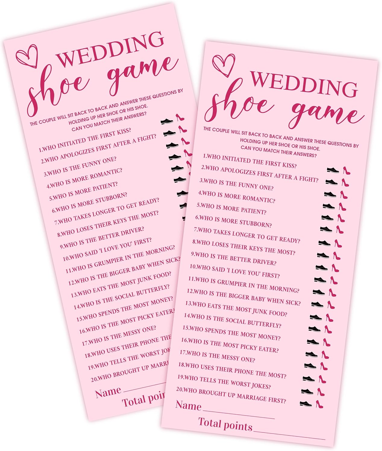 4x9 Inch Wedding Party Games, Bridal Shower Cards, 25 Pink Bridal Shower Games for Wedding Reception, Bachelorette, Engagement Party, Minimalist Guest Interaction Activity Cards-A10