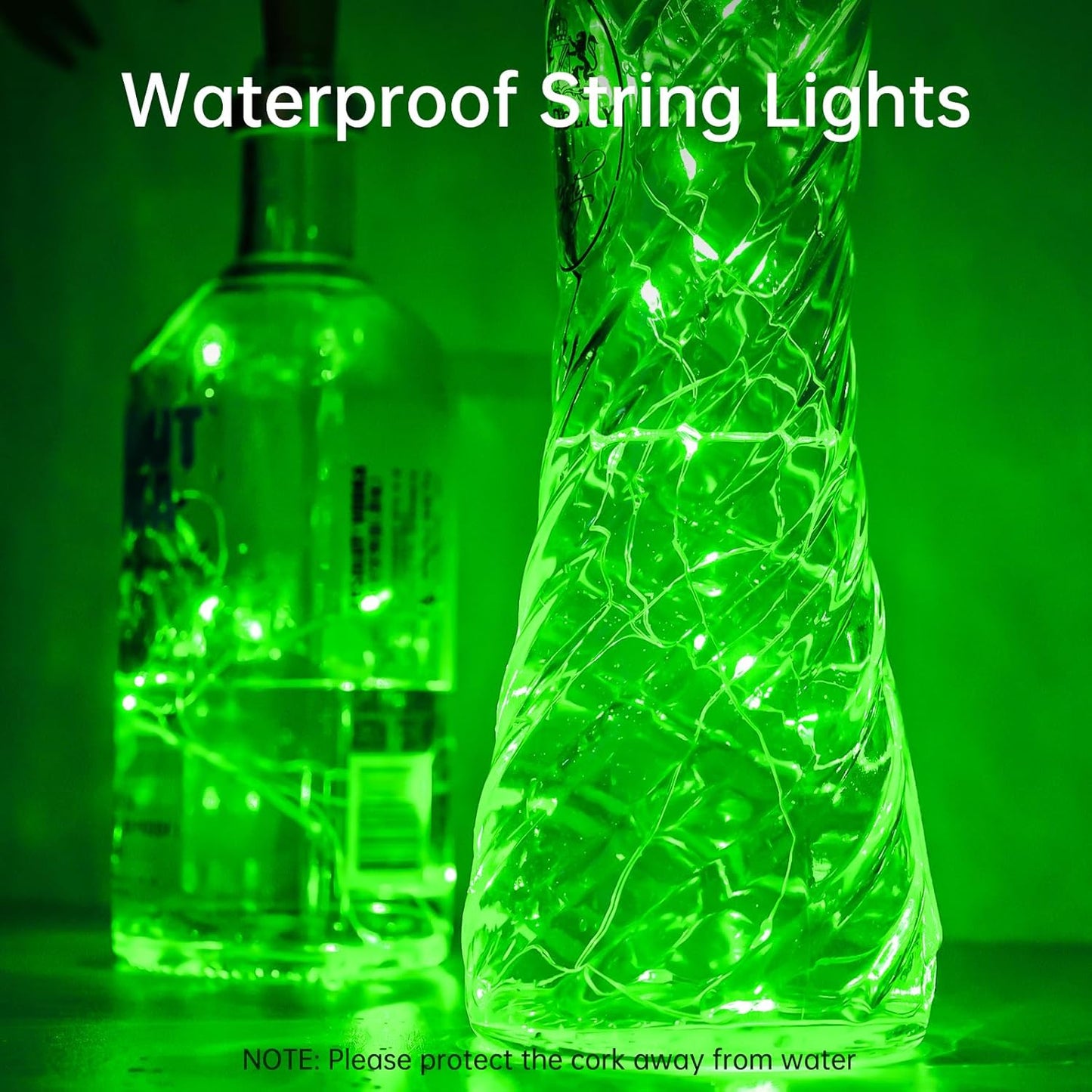 Aluan Wine Bottle Lights with Cork, 20 LED 10 Pack Fairy String Lights Waterproof Battery Operated Mini LED Cork Lamp for Liquor Bottles Jar Party Wedding Christmas Festival Bar Decoration, Green