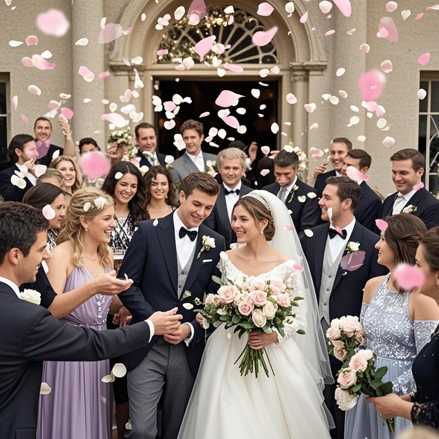 3.5 Oz Dried Rose Petals Wedding Biodegradable Petals, Natural Preservation Real Flower Petals, Suitable for Flower Petals for Flower Girl, Romantic Night, Table Decoration (White+Pink, 100g)