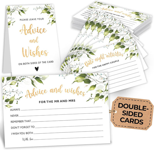 Advice and Wishes for The Mr and Mrs - 50 Wedding Advice Cards for Bridal Shower Decorations, Bridal Shower Advice Cards for Bride and Groom, Bridal Shower Games Advice and Well Wishes Cards