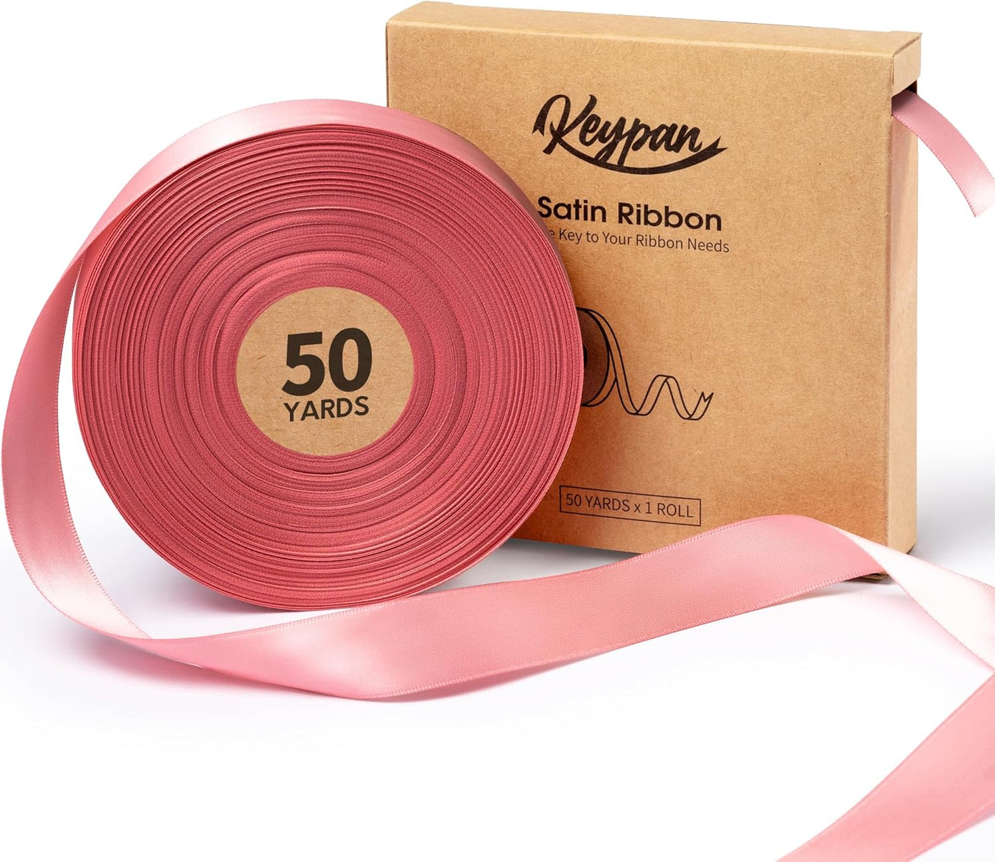 Pink Satin Ribbon 7/8 Inch x 50 Yards Double-Faced Polyester Ribbons for Flower Bouquet Gift Wrapping Party Decor Wedding Invitation DIY Craft