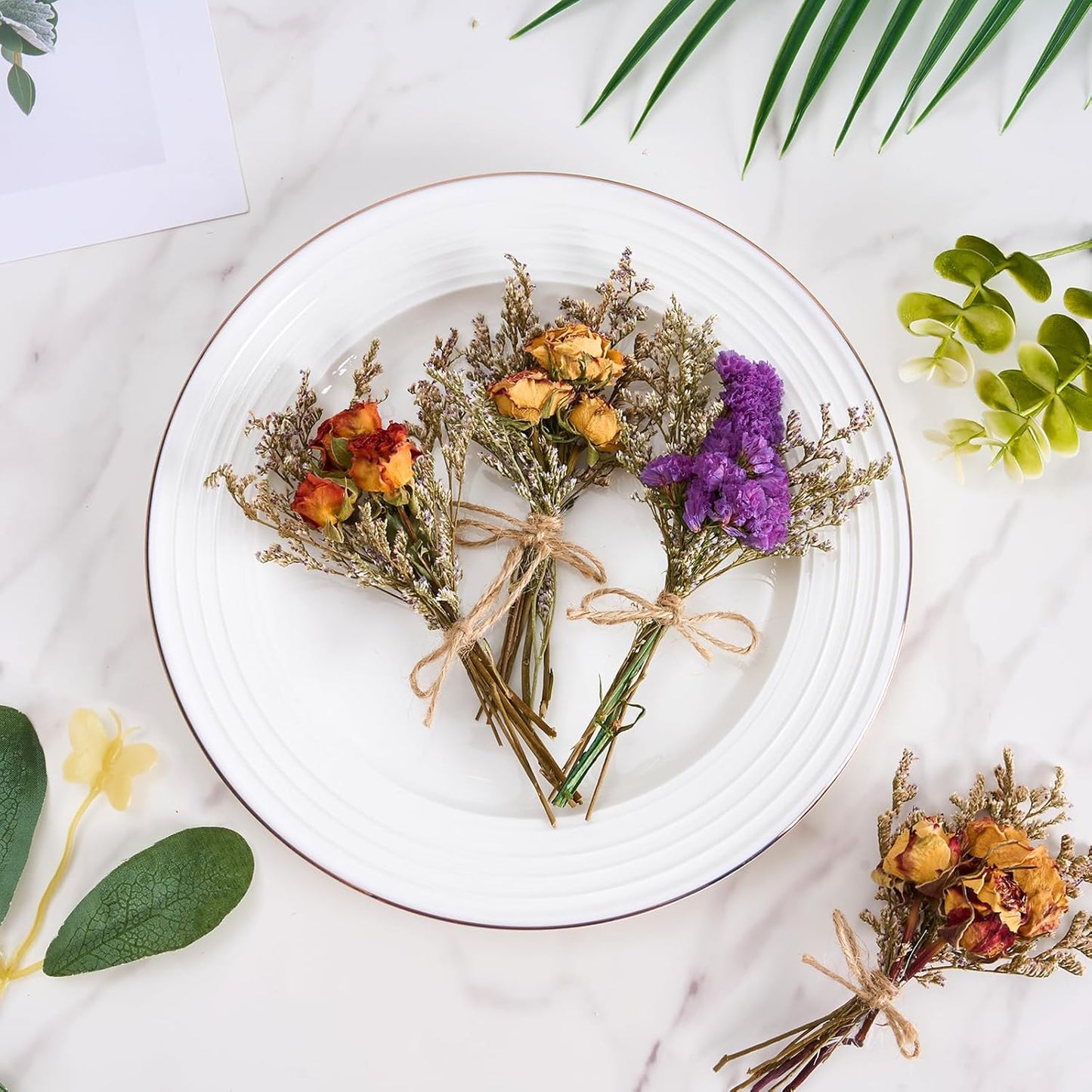 12/24 PCS Charming Dried Flowers Bouquet for Vase Various Dried Wildflowers with Stems Mini Handmade Wildflowers Natural Real Flowers Bulk Flowers Craft (Forget Me Not, 12 PCS)