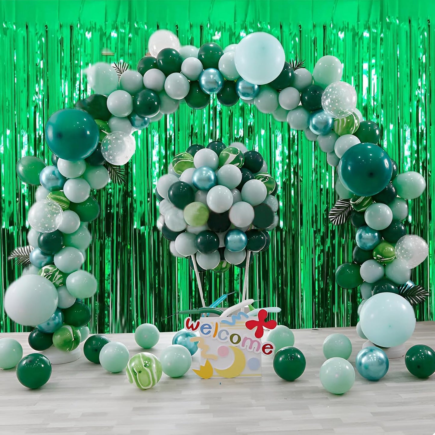 Green Foil Fringe Curtain 3.3×8.3FT 6 Packs, Metallic Tinsel Curtains Party Streamers for Birthday Graduation Baby Shower Decoration (6pcs,3.3FT×8.3FT, Green)