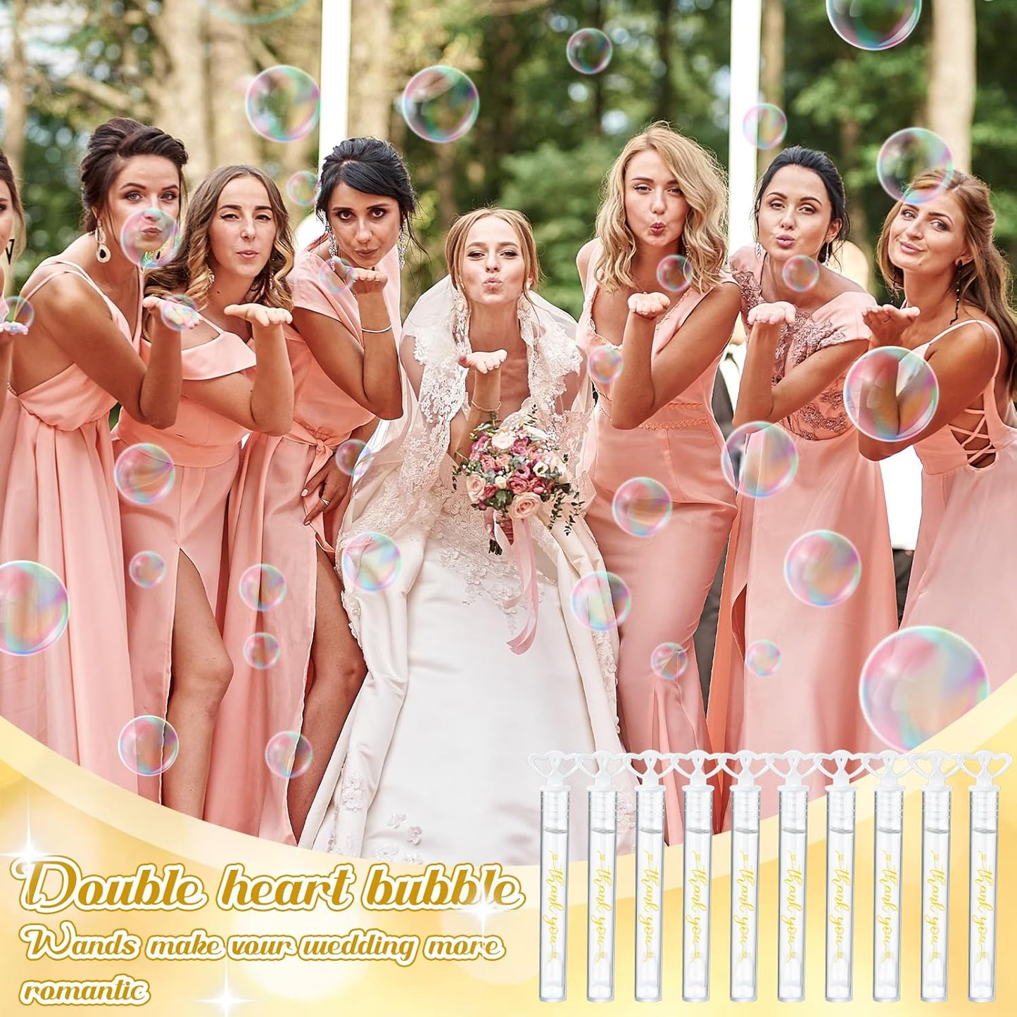 150 Pcs Bubble Wands Bulk for Wedding Party Mini Heart Wand with Bubble Solution for Wedding Bridal Showers Valentine Anniversary Graduation Birthday Supplies(White,Thank You)