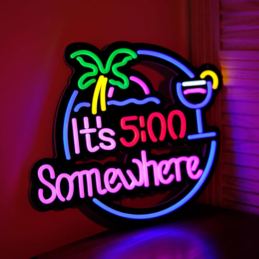 Ultrathin Its 5 00 O'clock Some Where Neon Sign Art Wall Lights for Bedroom Windows Glass Hotel Pub Cafe Wedding Birthday Party Gifts