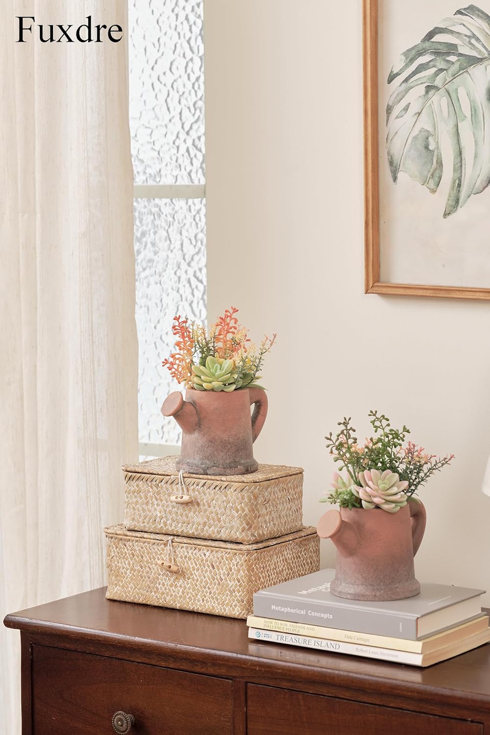 2-Pack Artificial Succulent Plants in Vintage Pots - Waterproof Fake Plants for Home Office Desk Decor - Low Maintenance Indoor Greenery for Bathroom Shelf Table