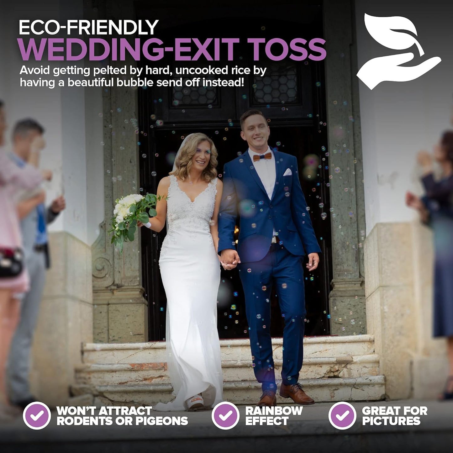 Wedding Bubbles Bulk - White Heart Top Wands (100 Count) Individual Mini Bubble Wand Favors for Weddings, Celebration Party Favor for Guests - Stock Your Home