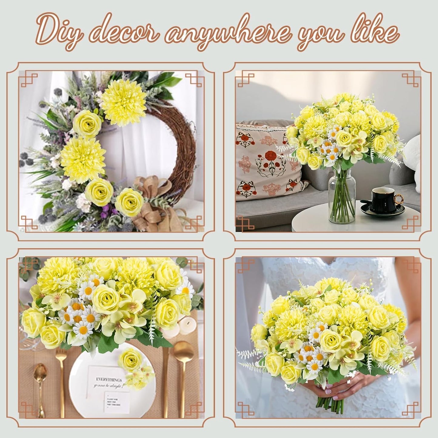 12 Packs Peonies Artificial Flowers,Silk Artificial Peonies Flowers Fake Peony Faux Floral Arrangements Bouquet for Centerpiece Table Wedding Party Home Decor Green