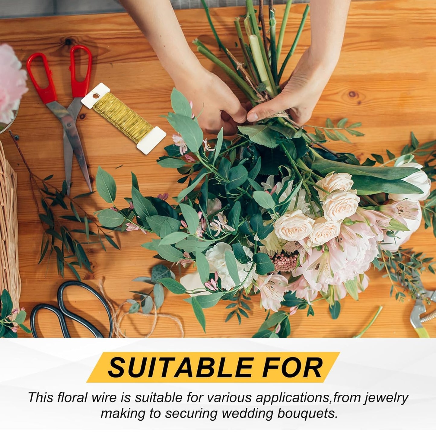 MECCANIXITY 190 Yards/575 Feet 27 Gauge Metal Floral Wire Red Flexible Paddle Thin Floral Wires for Craft, Christmas Wreath, Flower Arrangement, Wedding, Total 5 Roll