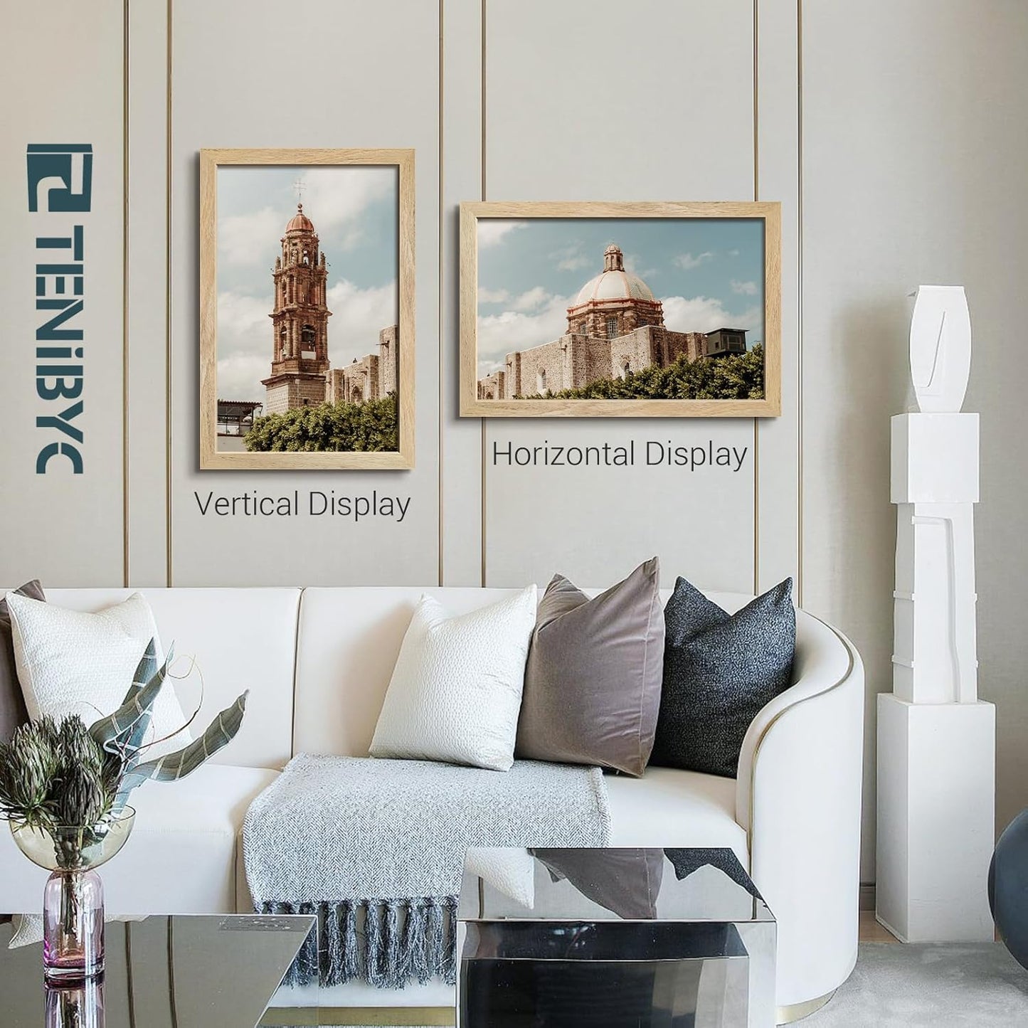 11x17 Picture Frame 4 Pack, Natural Solid Wood Poster Frame with HD Tempered Glass, Elegant Wood Grain, Wall Hanging