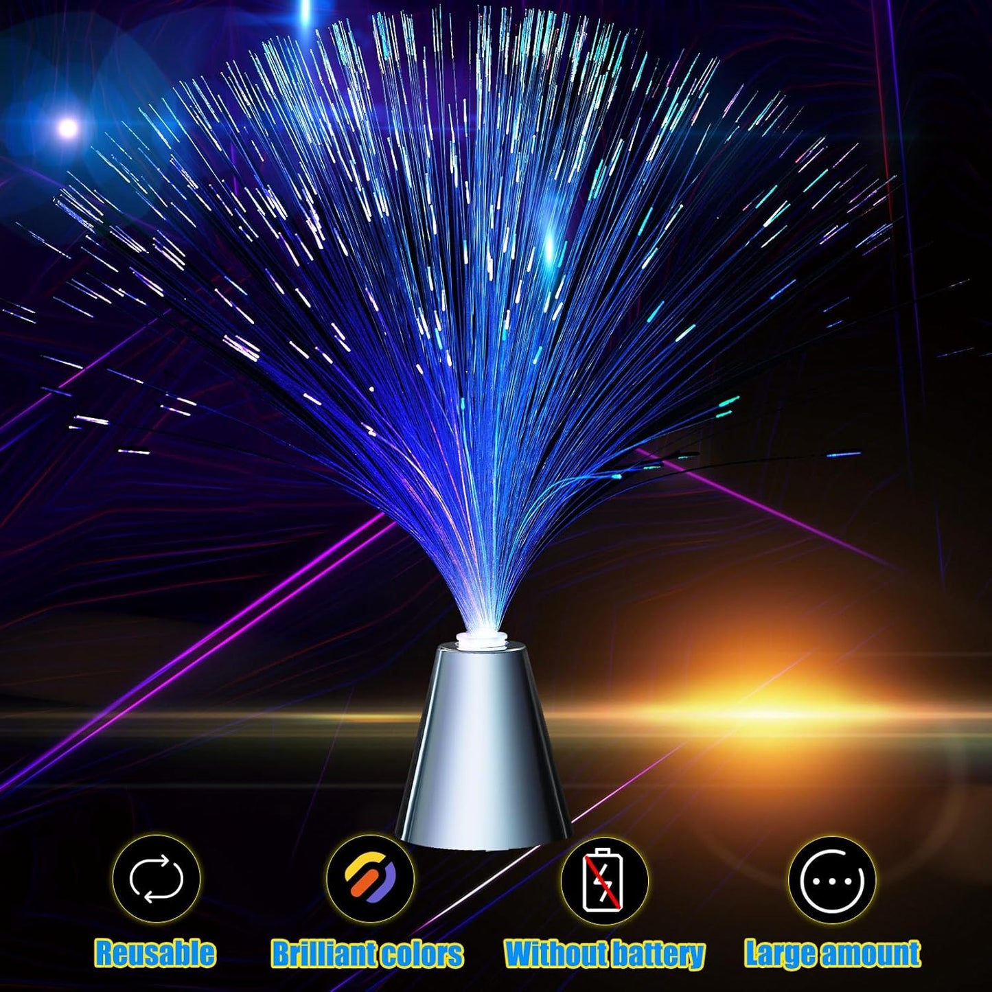 Patelai 16 Pcs LED Fiber Optic Lamp Color Changing Fiber Optic Night Light with Multicolor Glow Decorative Table Centerpiece for Sensory Bedroom Halloween Party Holiday Decorations (Stylish,Blue)