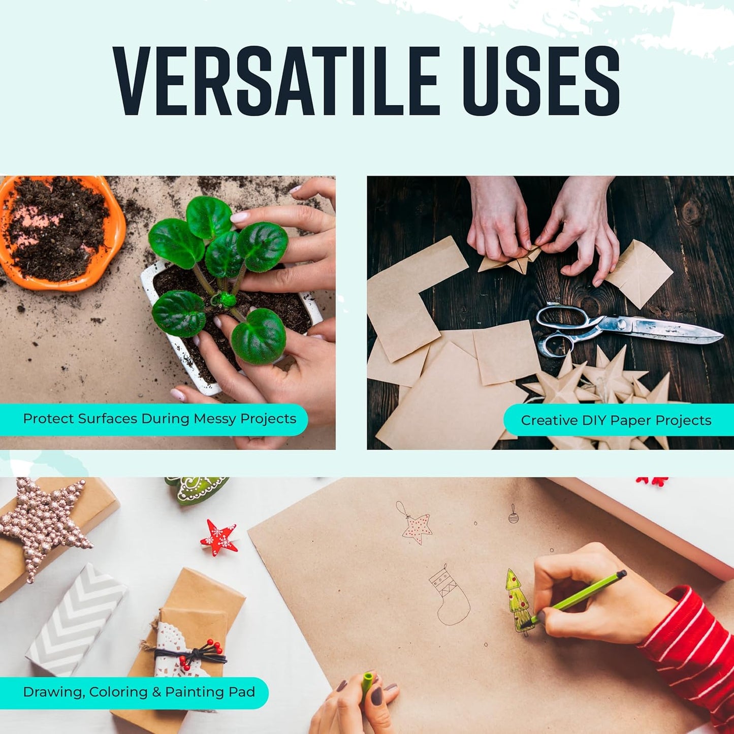 Bryco Goods (Pack of 2) Kraft Paper Roll - Brown - 18" x 2100" (175') - USA Made - Suitable for Packing - Moving - Shipping - Crafts - Wall Art - Bulletin Boards - Floor Covering - Table Runner