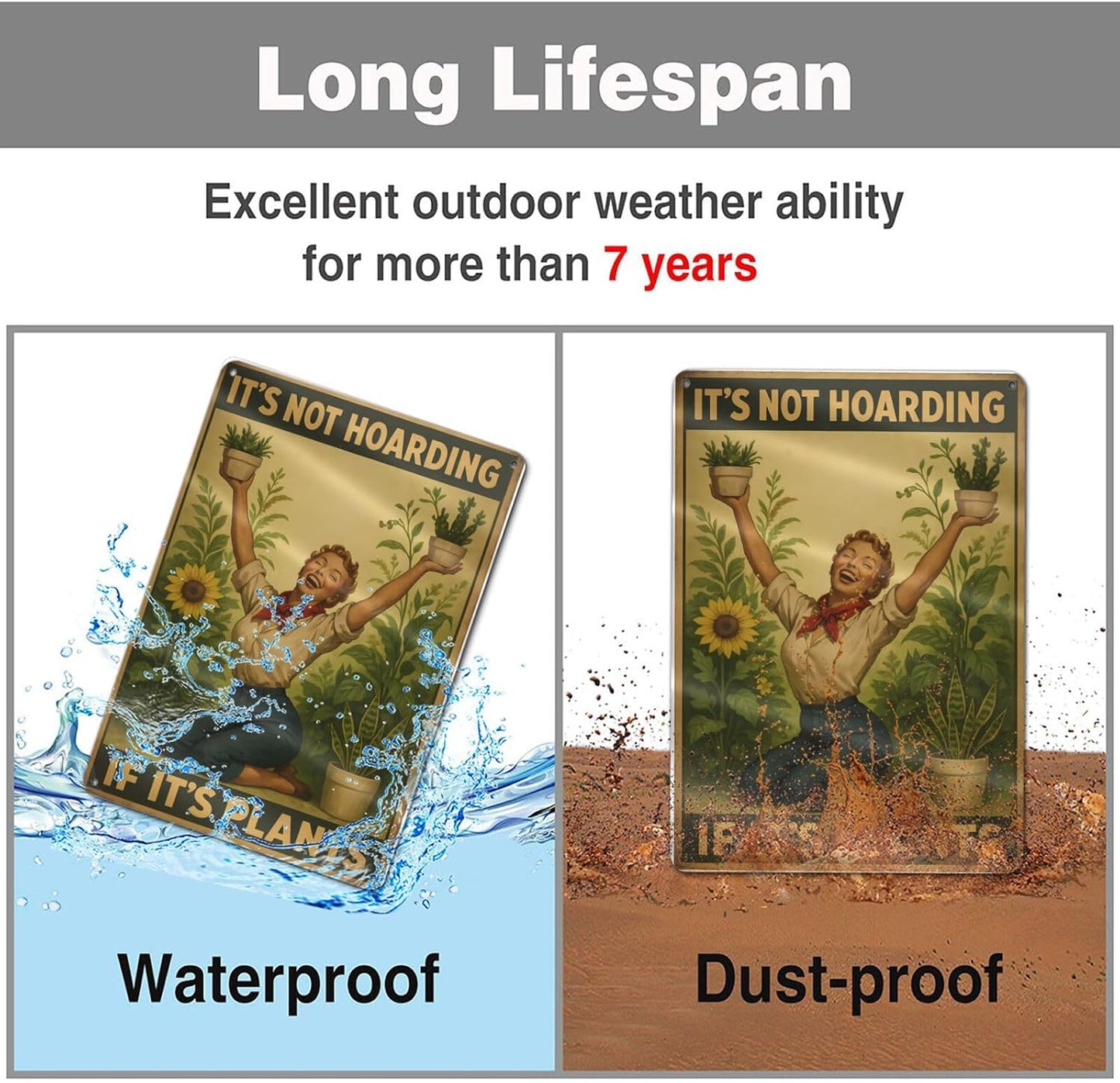 Vintage Metal Garden Sign - "It's Not Hoarding If It's Plants" - Funny Gardening Gift for Plant Lovers, Indoor Outdoor Decor for Home, Greenhouse, Yar