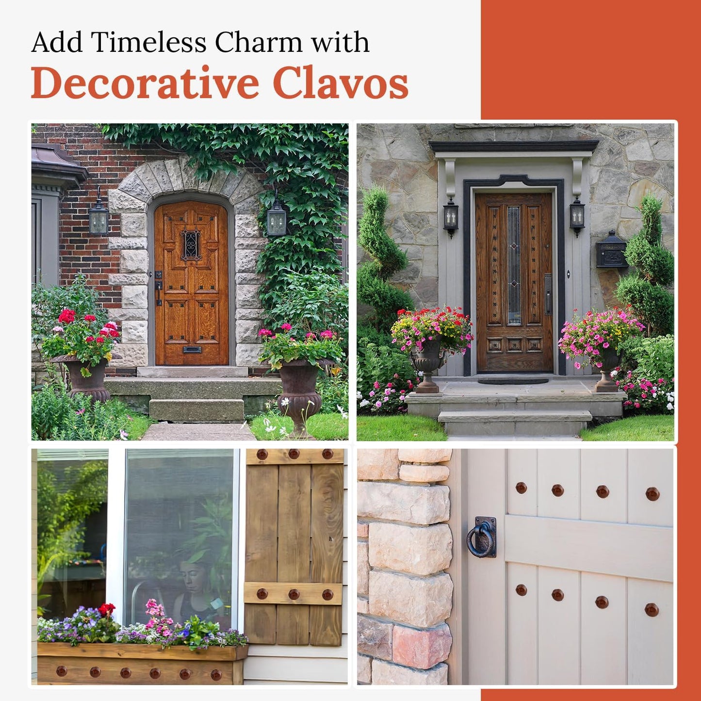 10 Pack 1.5" Round Head Iron Clavos Decorative Nails – Sealed Rusted – Handmade Rustic Round Fasteners for Farmhouse Shutters, Faux Wood Beams, Barn Doors, Shutters, Gates – Ornamental Wood Accent