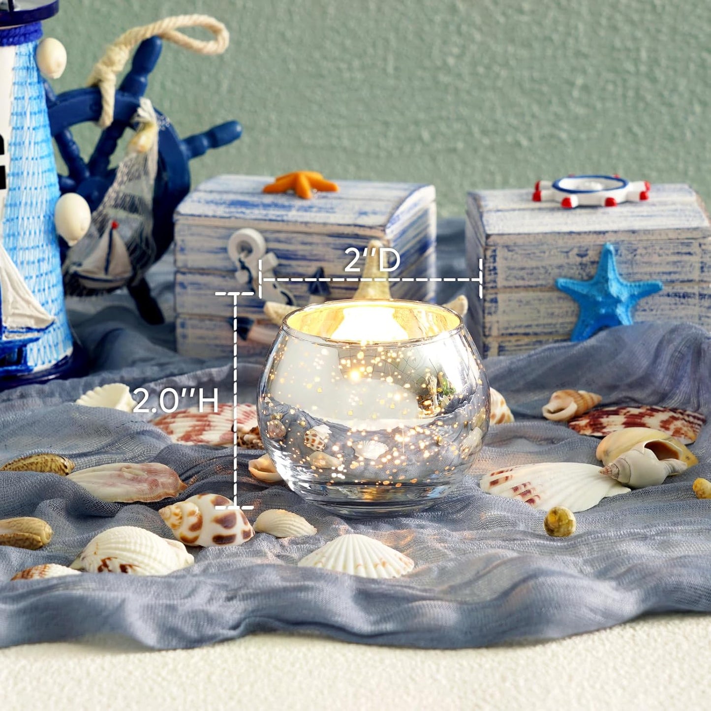 Homemory 24 Pcs Silver Votive Candle Holders, Round Mercury Glass Candle Holder, Tealight Candle Holders for Table Centerpieces, Baby Shower, Anniversary, Wedding, Home Decor, Halloween, Christmas