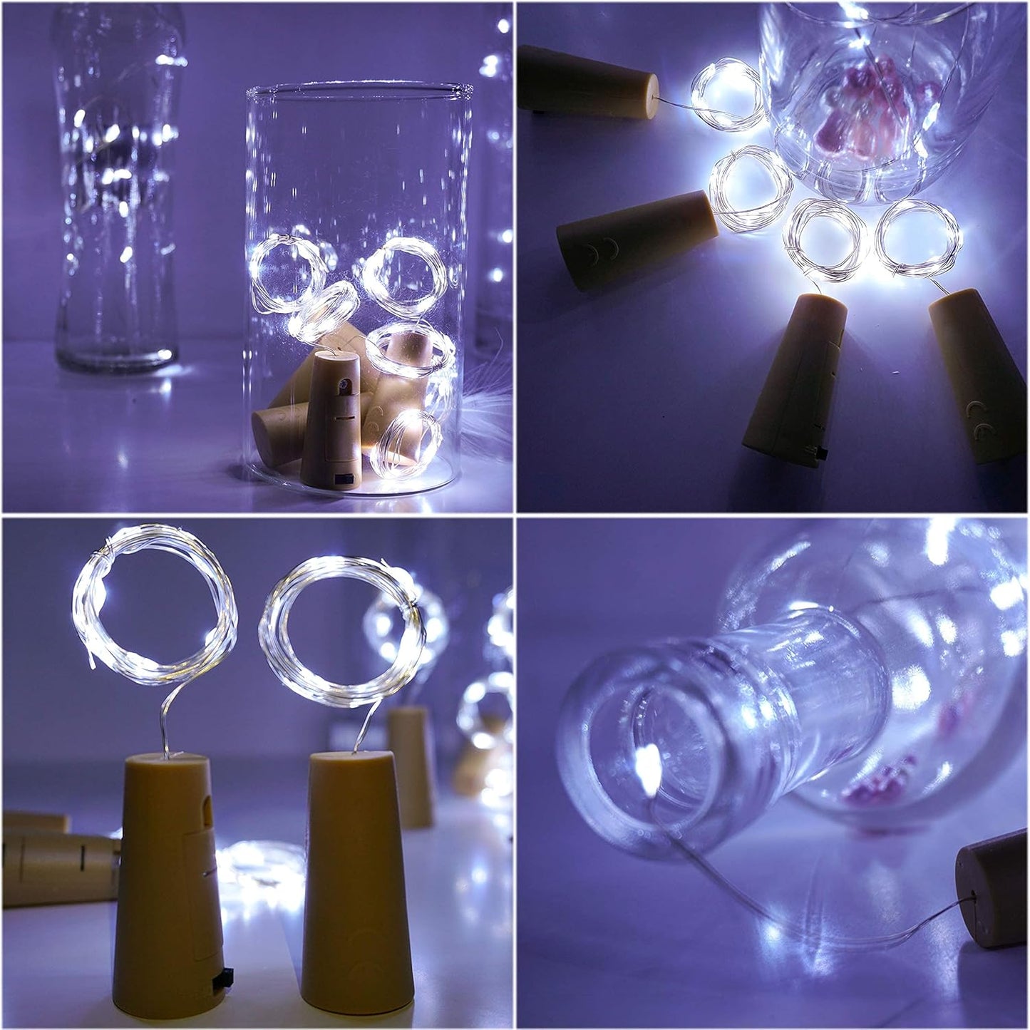 Bottle Lights 12 Pack 20 LEDs Cork Lights for Wine Bottles Battery (Included) Powered Fairy Mini String Lights for DIY Jar Lighting Indoor Bedroom Party Wedding Christmas Halloween Decor (Cool White)