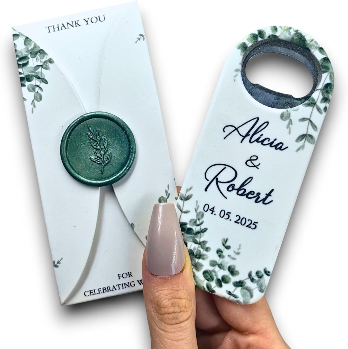 Wedding Bottle Opener Favors for Guests in Bulk, Hearts Shape Bottle Opener, Personalized Party Favors in Bulk, Wedding Favor Guests. 20 to 300 pcs. Custom Fridge Bottle Opener (Rectangular)
