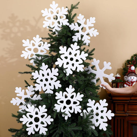 Gueevin 12in Snowflakes Christmas Tree Picks 10 Pcs White Snowflake Picks Christmas Tree Fillers Branches Xmas White Sticks for Wonderland Vases Winter Decoration