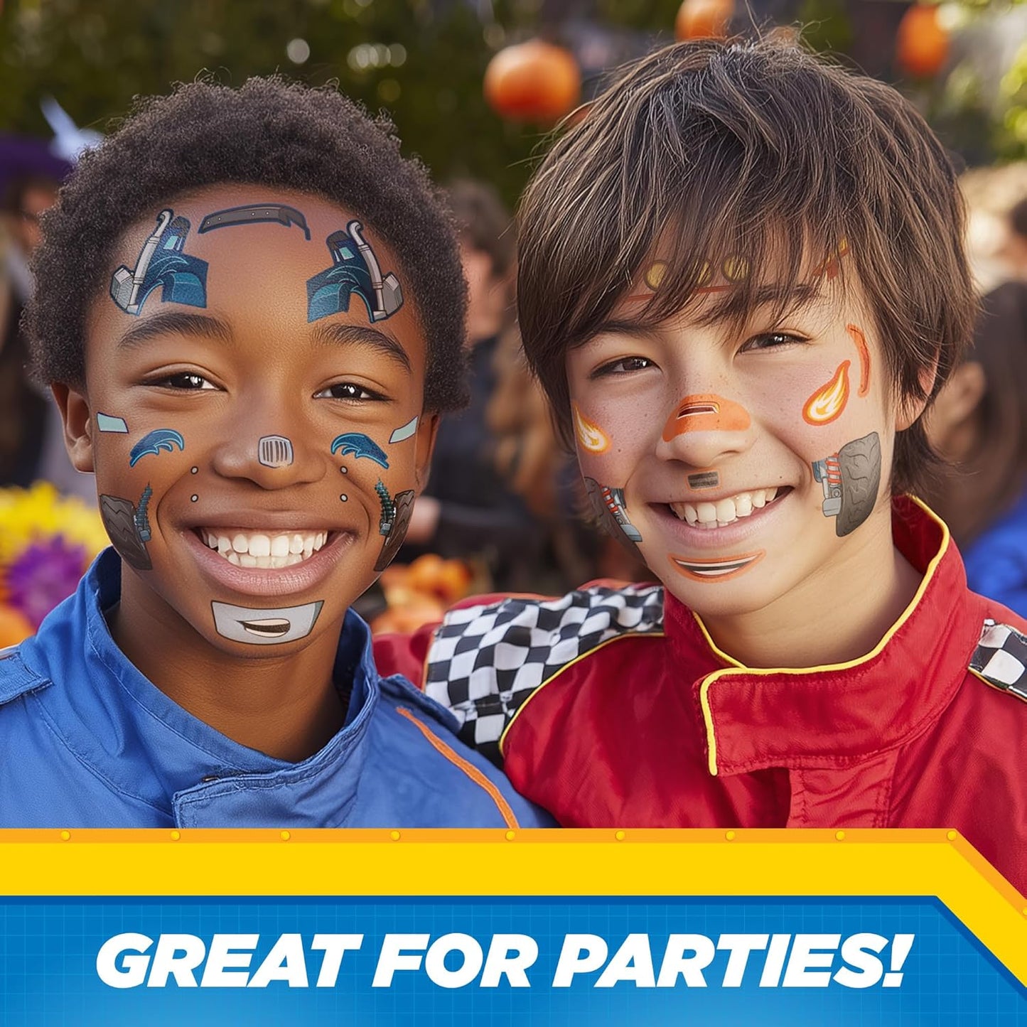 Blaze Costume Face Temporary Tattoos – Kids Temporary Tattoo Set Featuring Blaze and the Monster Machines, Easy Halloween Costume Accessory, Non-Toxic & Skin-Safe