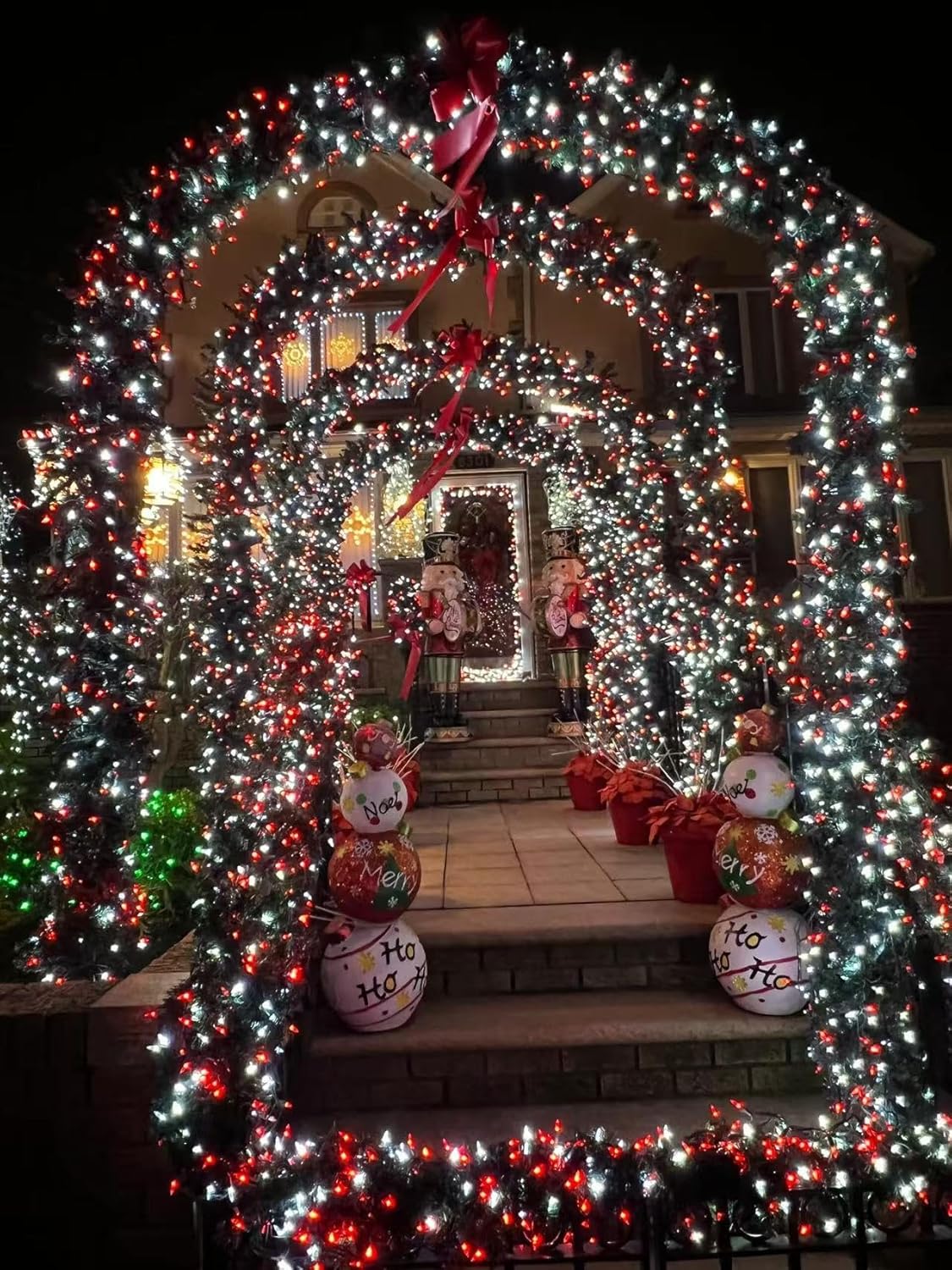 YEGUO 66ft 200 LED Christmas Lights Outdoor Waterproof, 8 Modes Purple String Lights Plug in, Green Wire Twinkle Tree Lights Indoor with Timer Memory