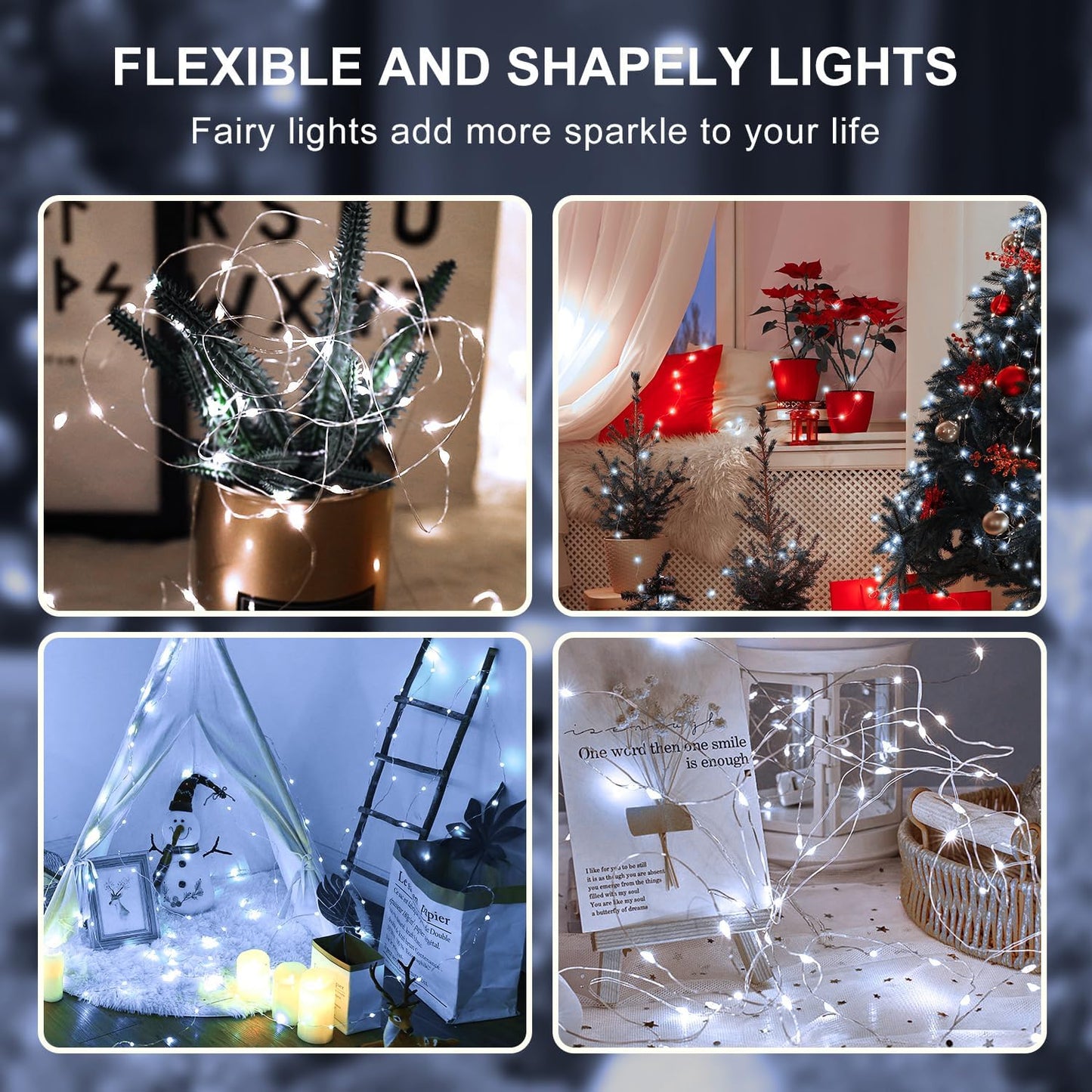 Aogist 24 Pack Fairy Lights 3 Modes 7ft 20 LED Waterproof,Battery Operated Silver Wire Firefly Starry Moon Mini String Lights for Mason Jars Christmas DIY Crafts Wedding Party Bedroom,White