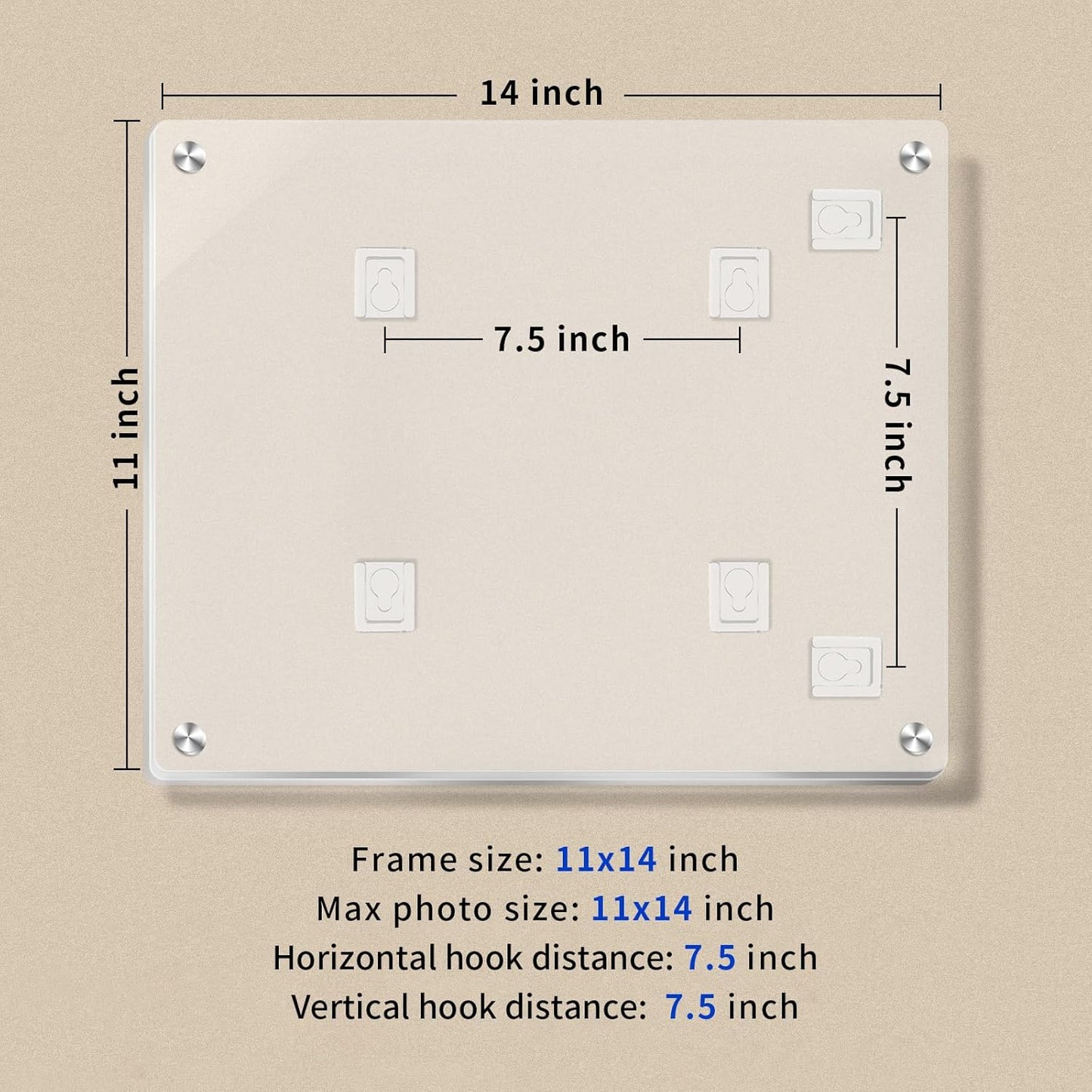 11X14 Acrylic Floating Picture Frame for Wall Mount, Clear Magnetic Photo Frame for Kids Artwork,Certificates Documents Frames for Family,Office,Wedding