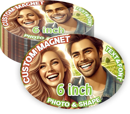 KETABAO – 6" Add Your Image Custom Oval Photo Magnets - Photo Fridge, Storage Cabinet and Car Decoration Magnets