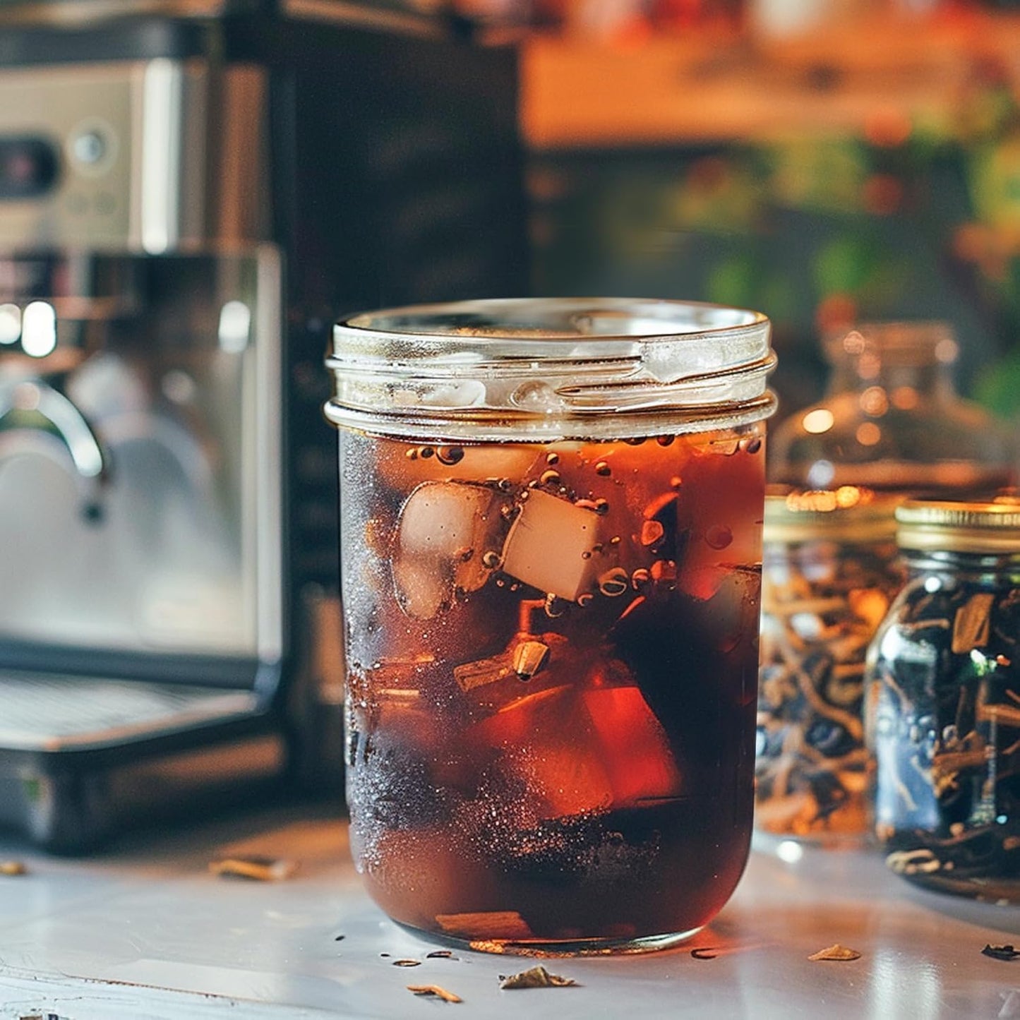 ComSaf Wide Mouth Mason Jars 16 oz with lids - 4 Pack, Pint Mason Jars with Seal Bands, Glass Canning Jars for Honey, Jam, Jelly, Coffee, Salad, Desert, Shower Wedding Favors, DIY Candles Decor