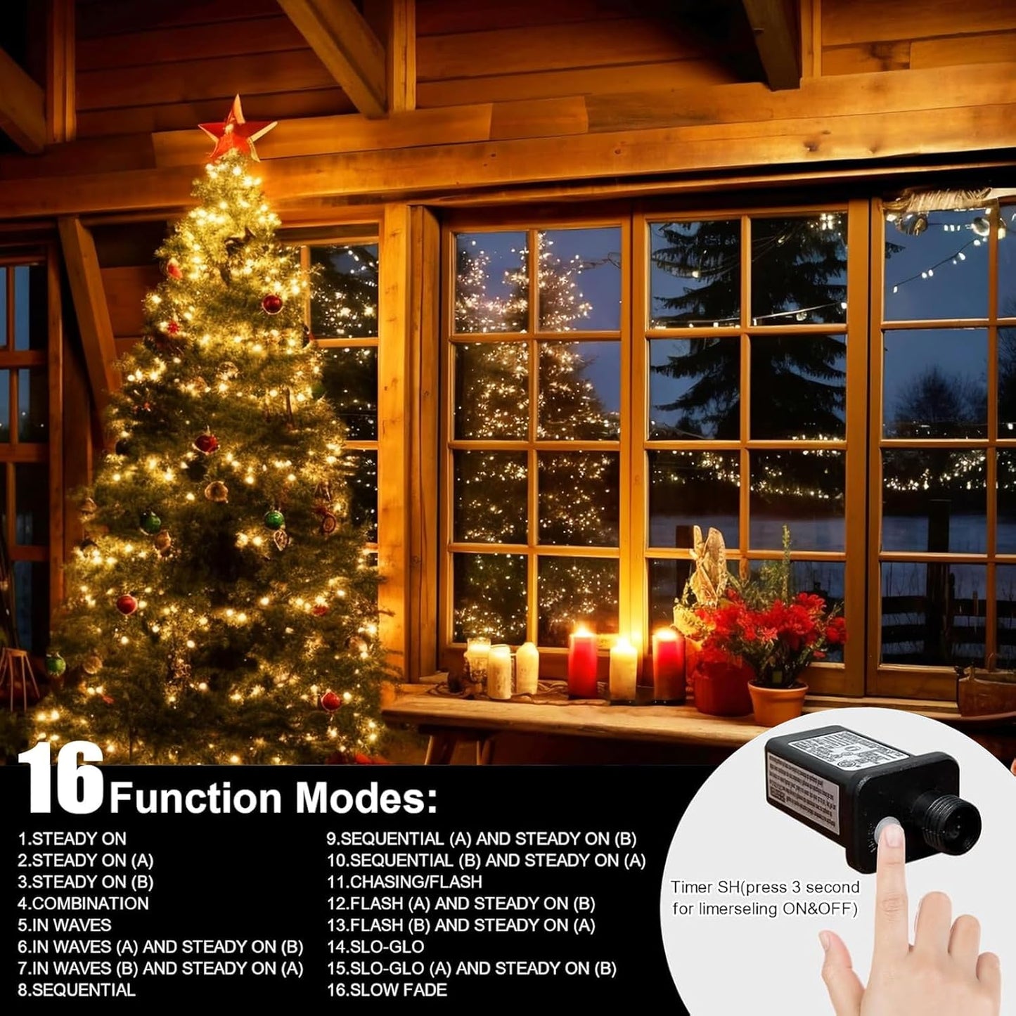 LAMPHOME 33ft Christmas Decorative Mini Lights, 100 LED Transparent Wire Fairy Starry String Lights Plug in, 11 Lighting Modes, for Indoor Outdoor Xmas Tree Wedding Party Decoration (Warm White)