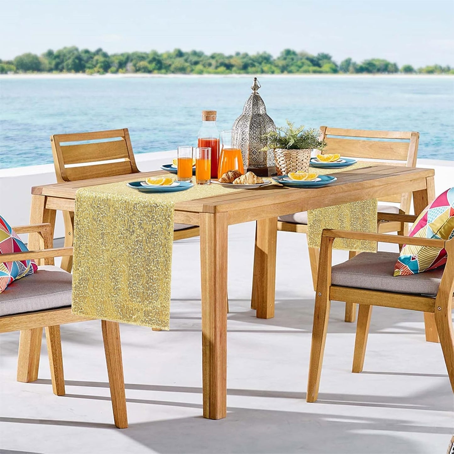 6 Packs 12 x 72 inches Sequin Table Runner, Gold Glitter Table Runner for Birthday Party Supplies Wedding Engagement Baby Shower Holiday Celebration Event Decorations