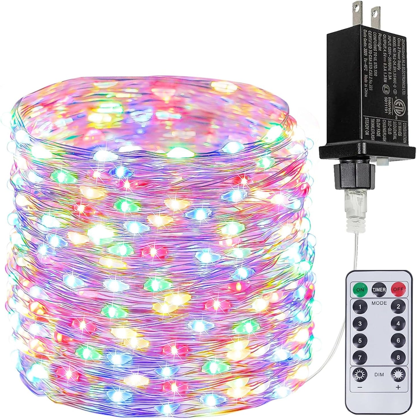 66Ft 200 LED Fairy Lights Plug in with Remote, Waterproof String Lights Outdoor& Indoor 8 Modes with Timer, LED Twinkle Light for Girl's Room Garden Patio Halloween Christmas Decorations (Multicolor)