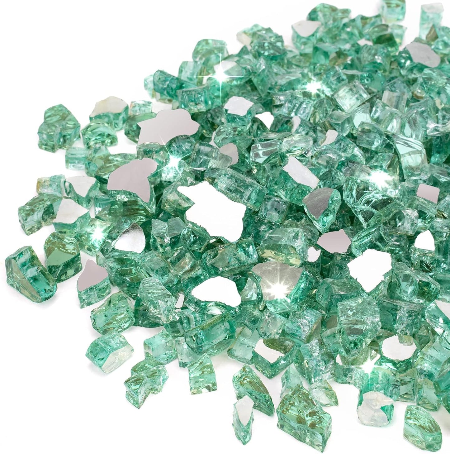 Stanbroil 10-Pound Fire Glass - 1/2 inch Reflective Tempered Fire Glass for Fireplace Fire Pit, Light Green Reflective