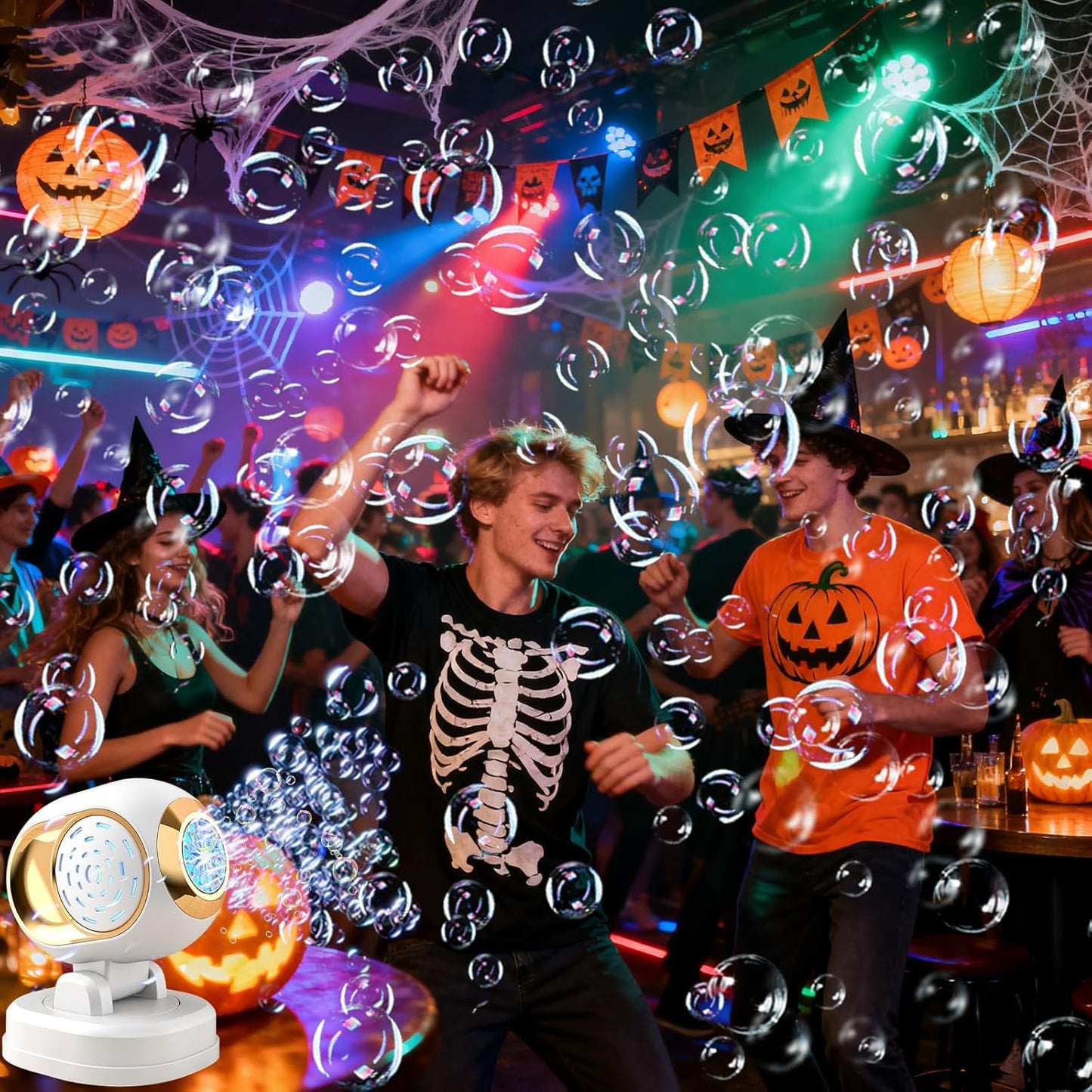 BOMOCO Bubble Machine Battery Operated Durable Bubble Blower Machine Automatic Bubble Machines for Kids Toddlers Parties Wedding Birthday Summer Outdoor Indoor Beach Halloween Favors, White